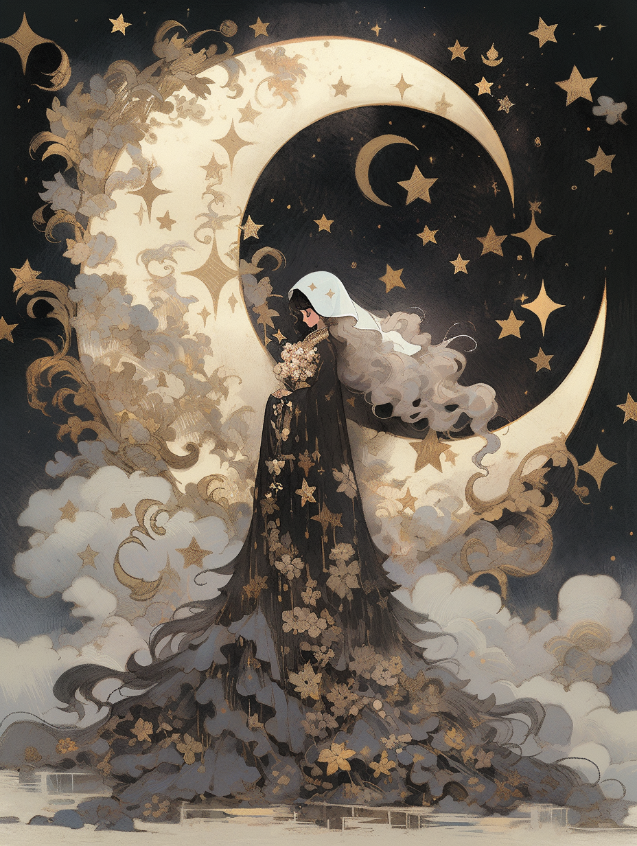 a painting of a woman in a long dress