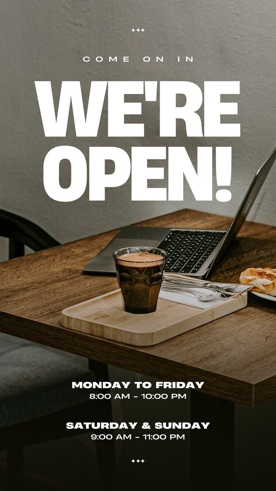 Green and Black We’re Open Instagram Story