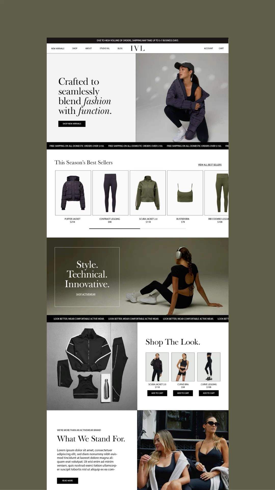 Clean, modern, simple Website Design Athleisure Athletic wear brand