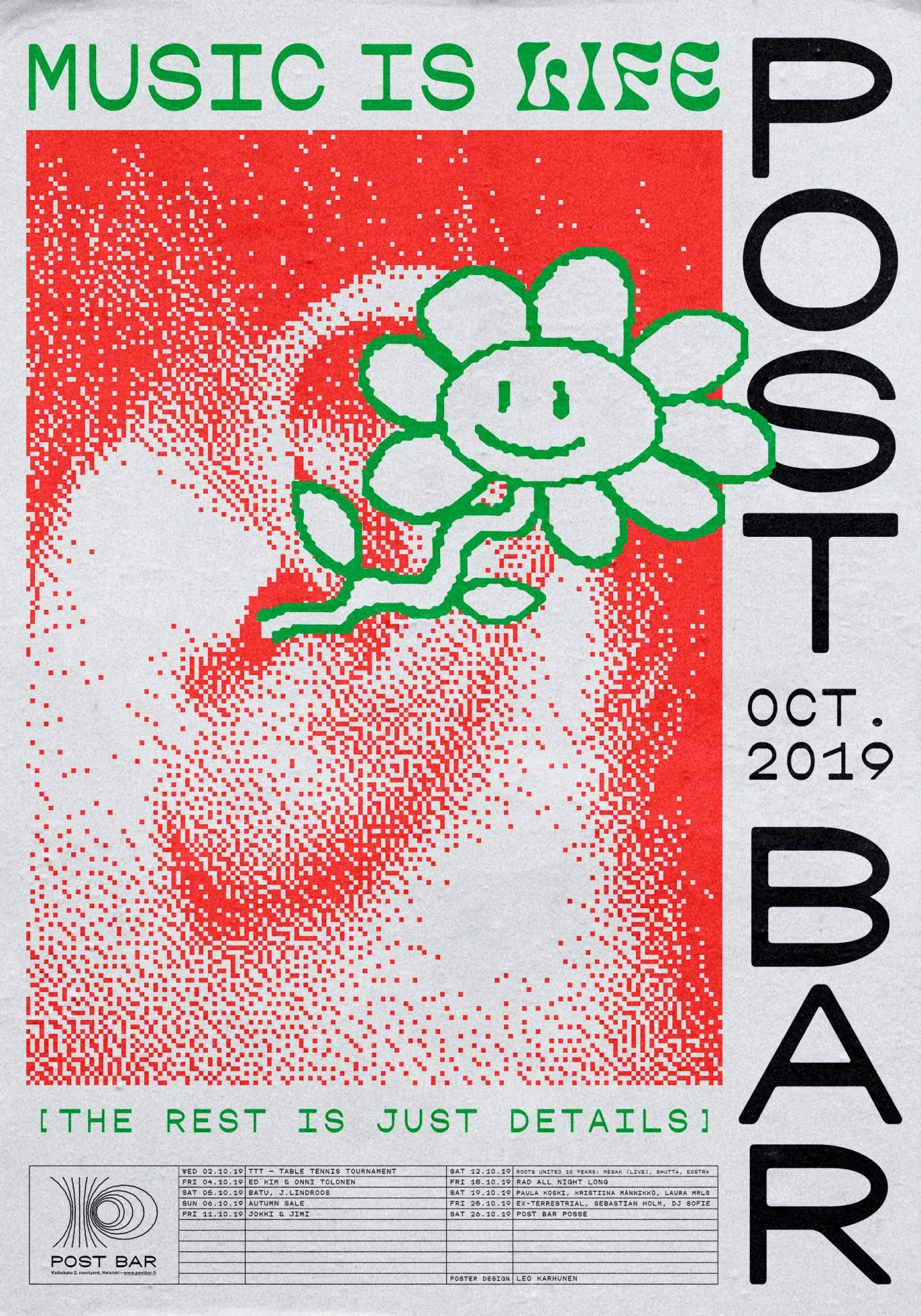 Every month for three years, Helsinki-club Post Bar has commissioned a poster from local designers to big industry names