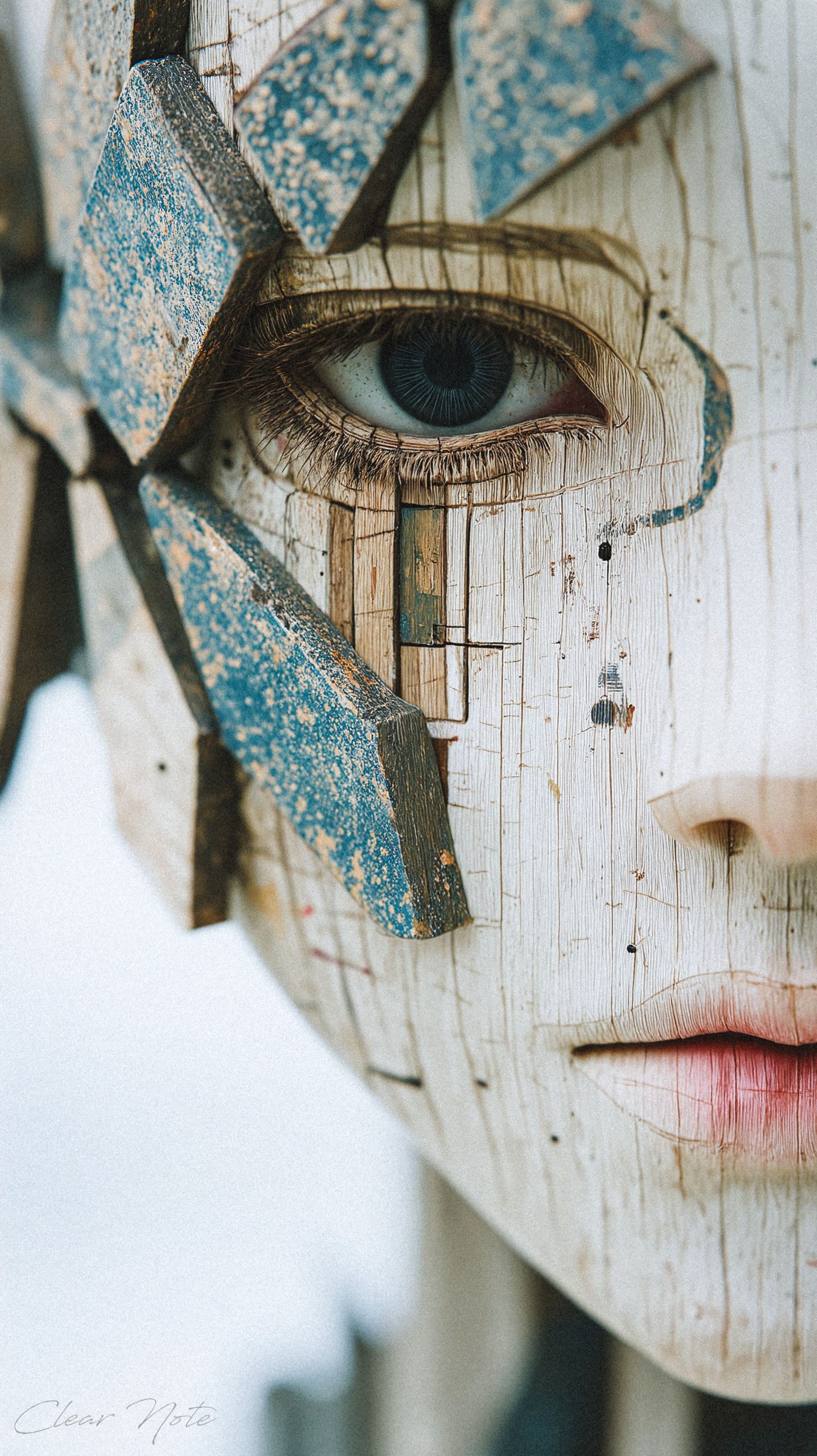 Weathered face, human gaze—art that blinks back