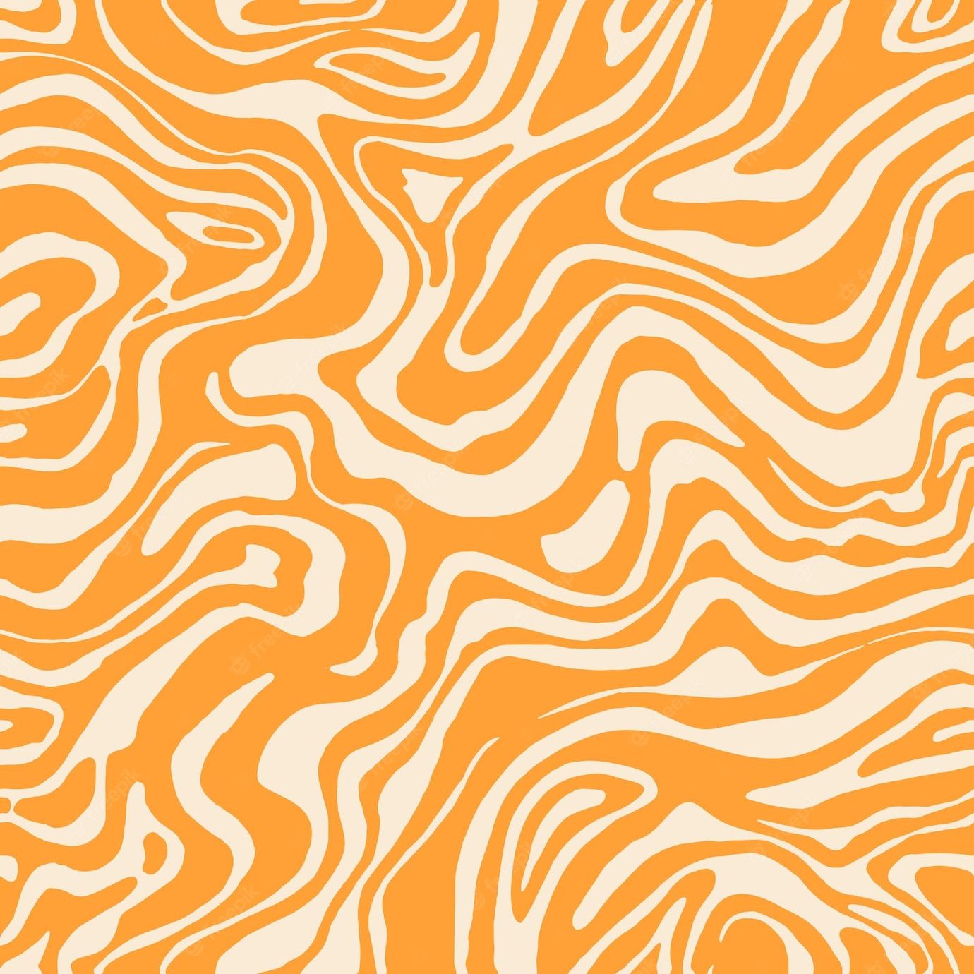 Wavy swirl vector seamless pattern hand drawn 1970 vector illustration sixties pattern trippy | Premium Vector