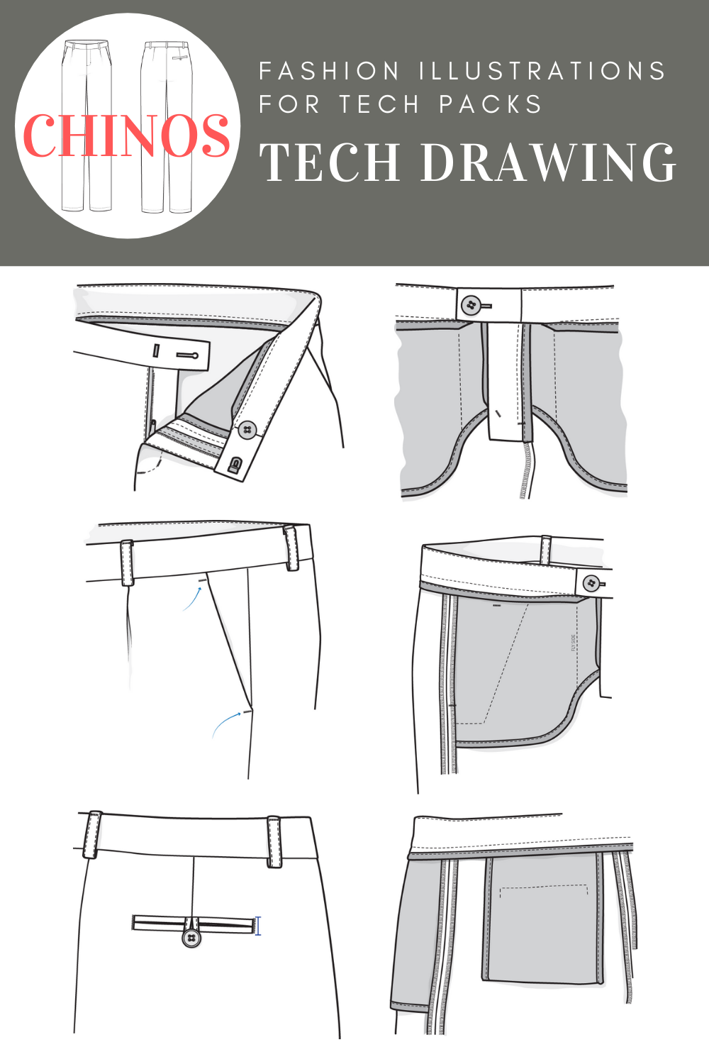 Technical Fashion Drawing: Chino Pants