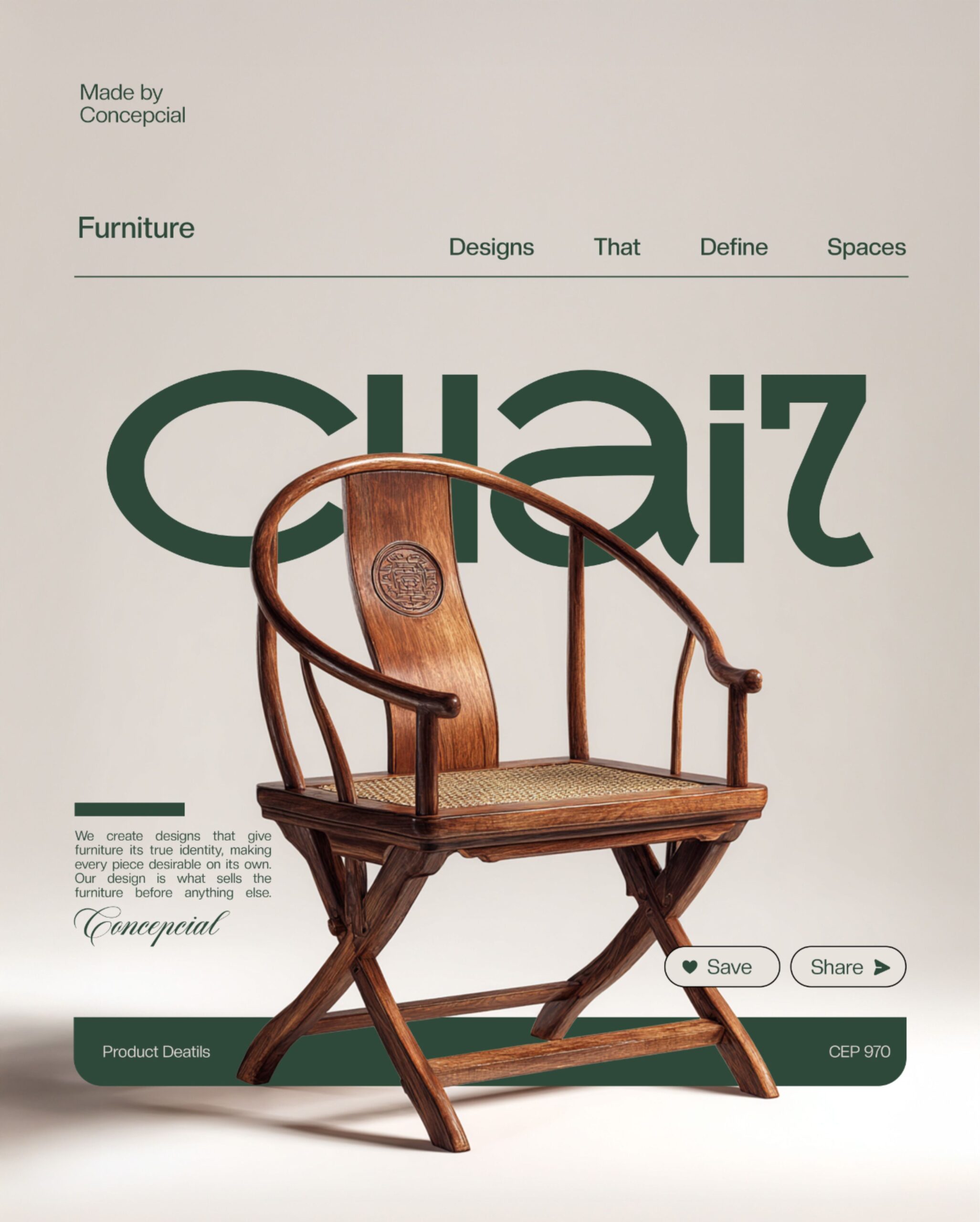 Minimal Furniture Poster Design | Modern Wooden Chair Ad Inspiration