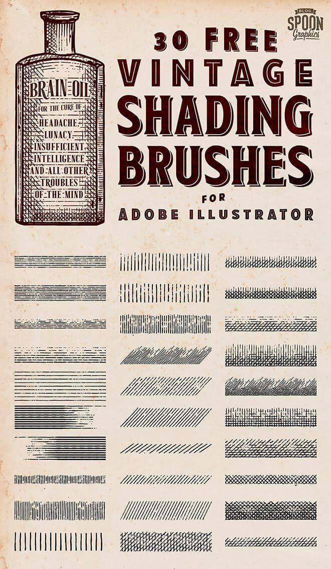 30 Vintage Shading Brushes for Adobe Illustrator