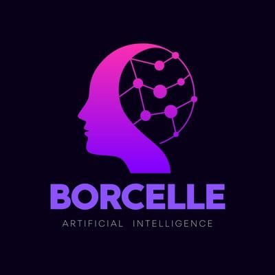 AI Logo Templates, Borcelle Innovative Futuristic Artificial Intelligence Branding Design for Canva.