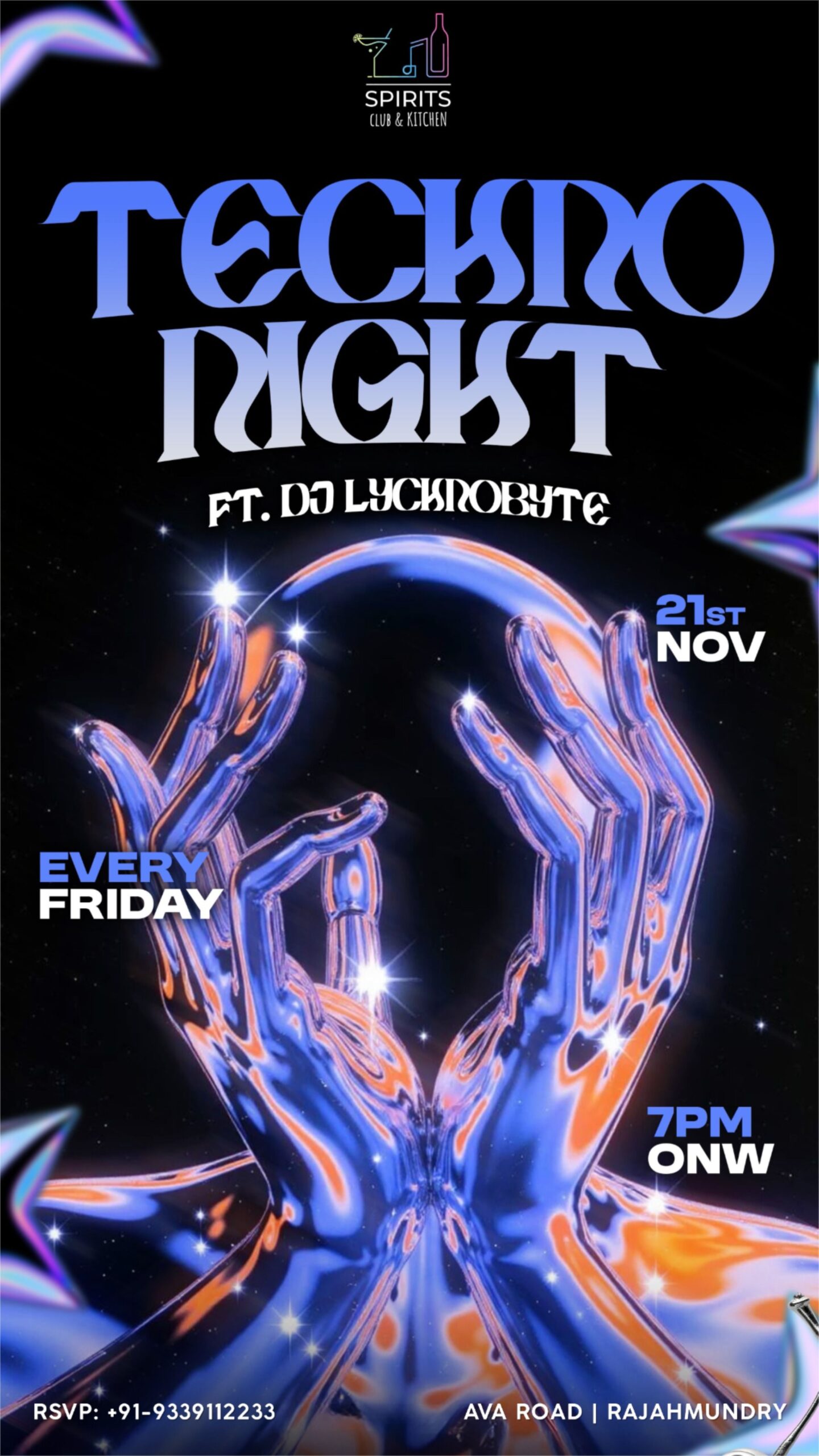 Techno DJ Night Club Poster for Social Media