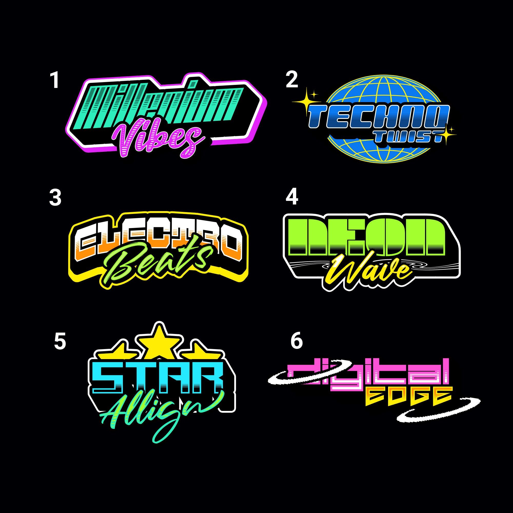 Logo De Collection De Logos Futuristes Rétro Colorés