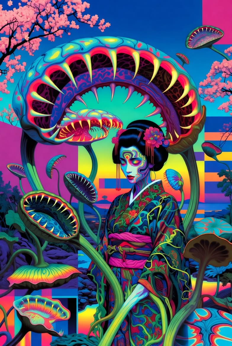 Carnivorous Plants Pop Extravaganza with Geisha Element