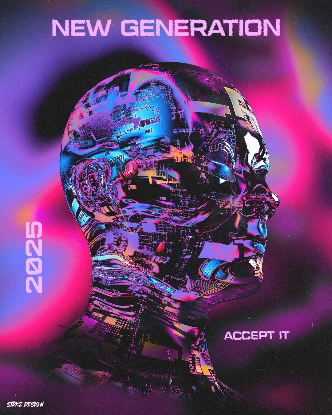 ,,NEW GENERATION” futuristic style poster More designs in my instagram (link uploaded)