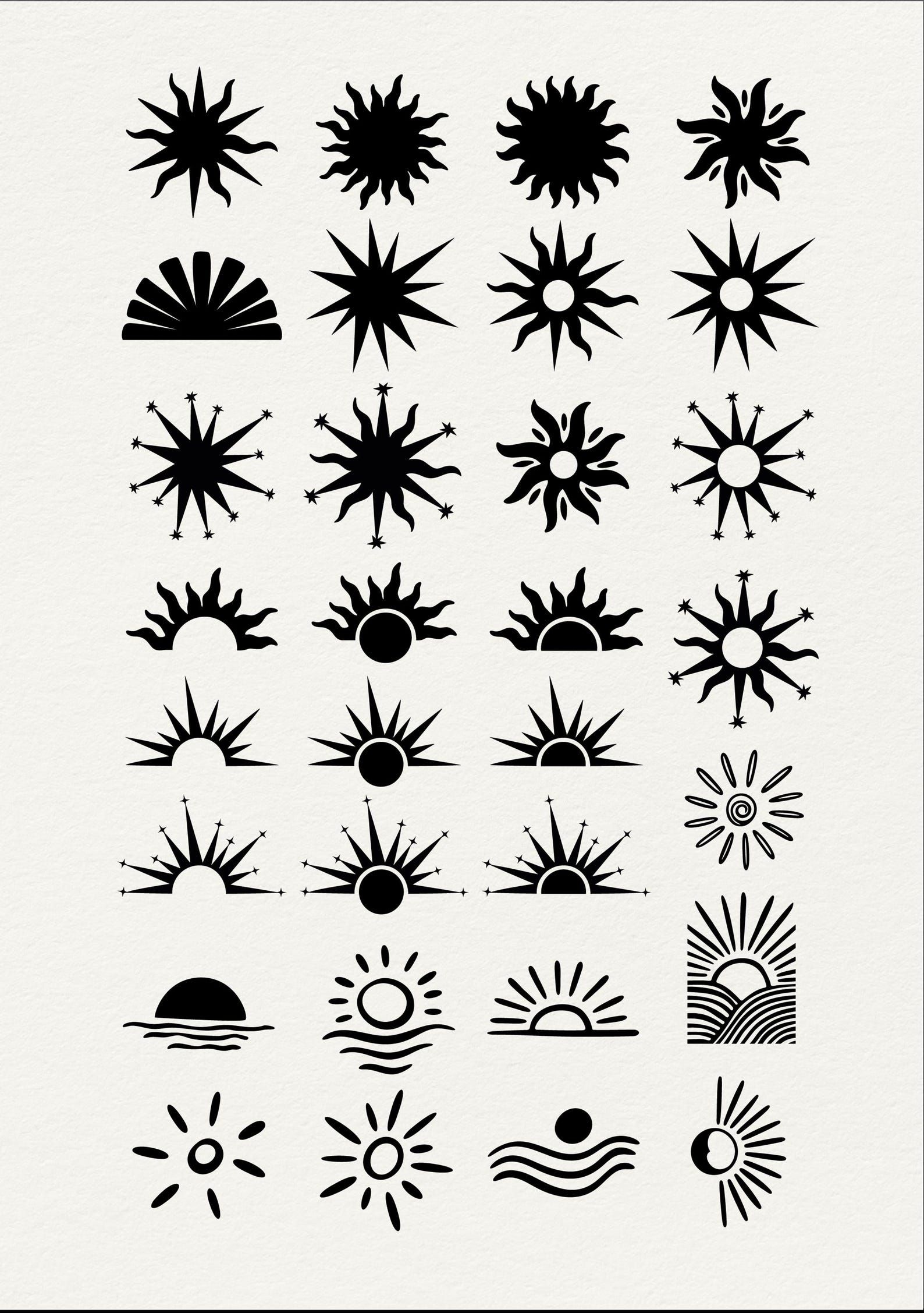 Boho Sun Clipart Bundle: Celestial Sun Rays, Logo Templates (digital Download) – Etsy
