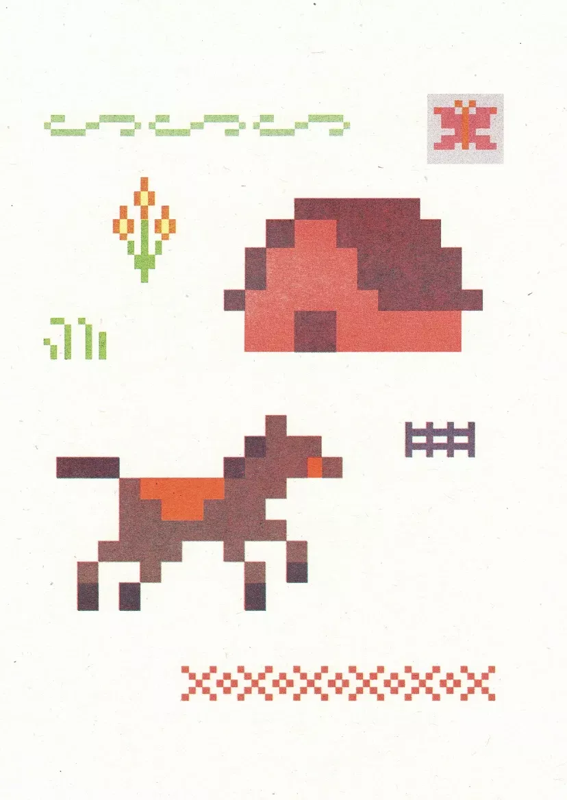 Lauren Cory’s cosy Scottish landscapes combine retro gaming graphics and traditional textile patterns