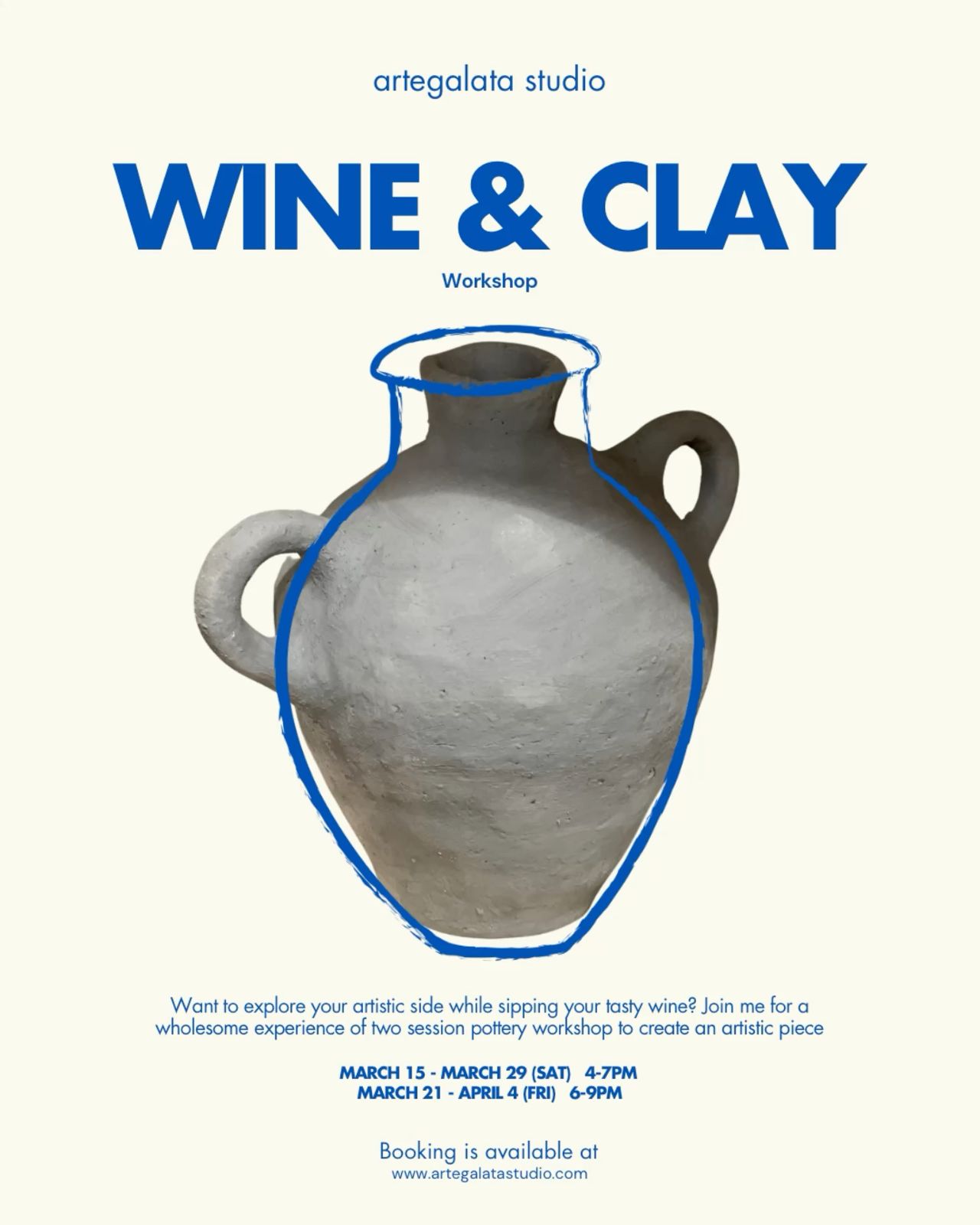Wine & clay workshop poster design ideas
