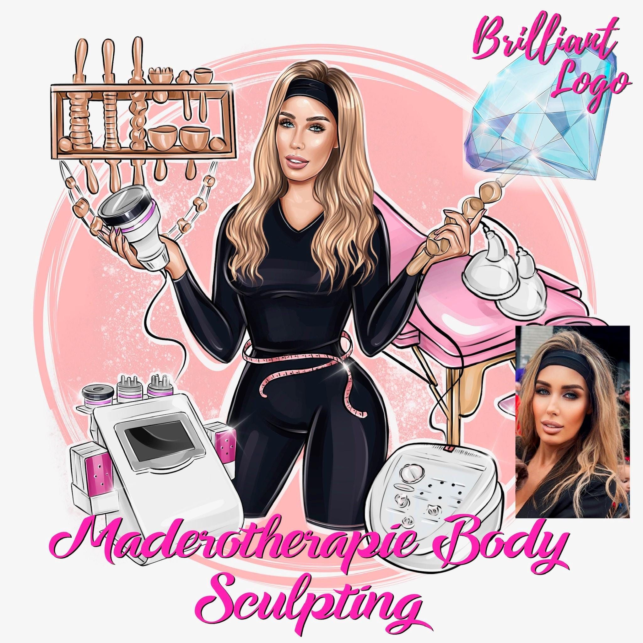 Logo de dessin animé personnalisé pour sculpter le corps : création d’un studio de soins de la peau (portrait numérique)