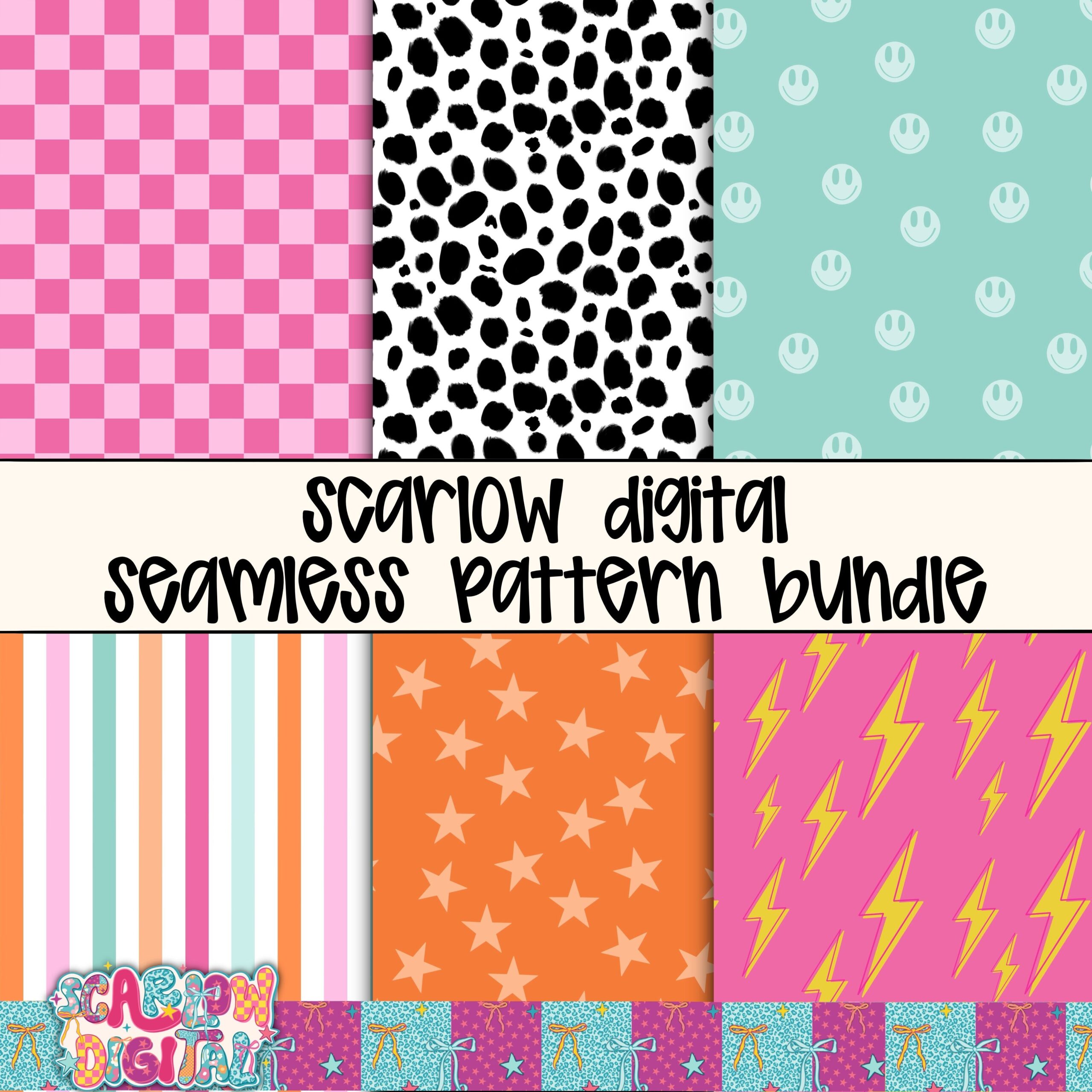 Retro Seamless Pattern Bundle Digital Design