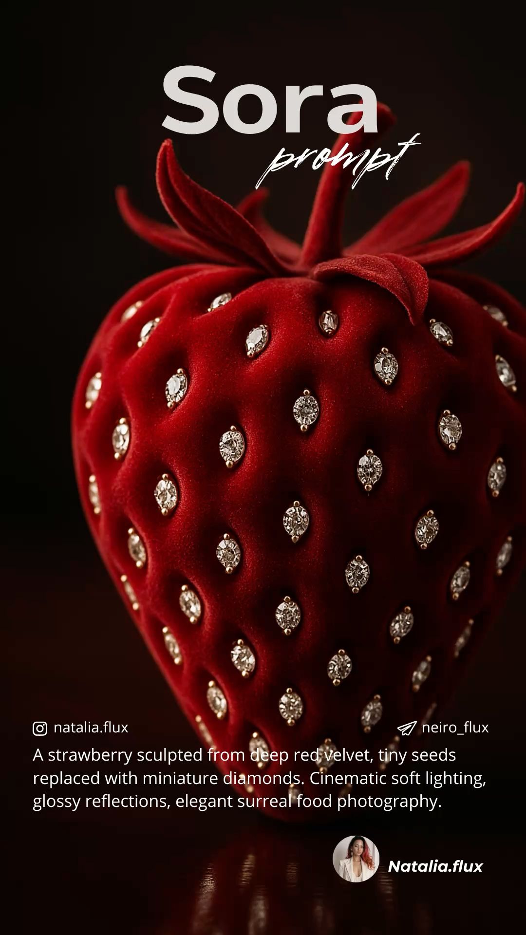 Velvet Diamond Strawberry | Sora Prompt |