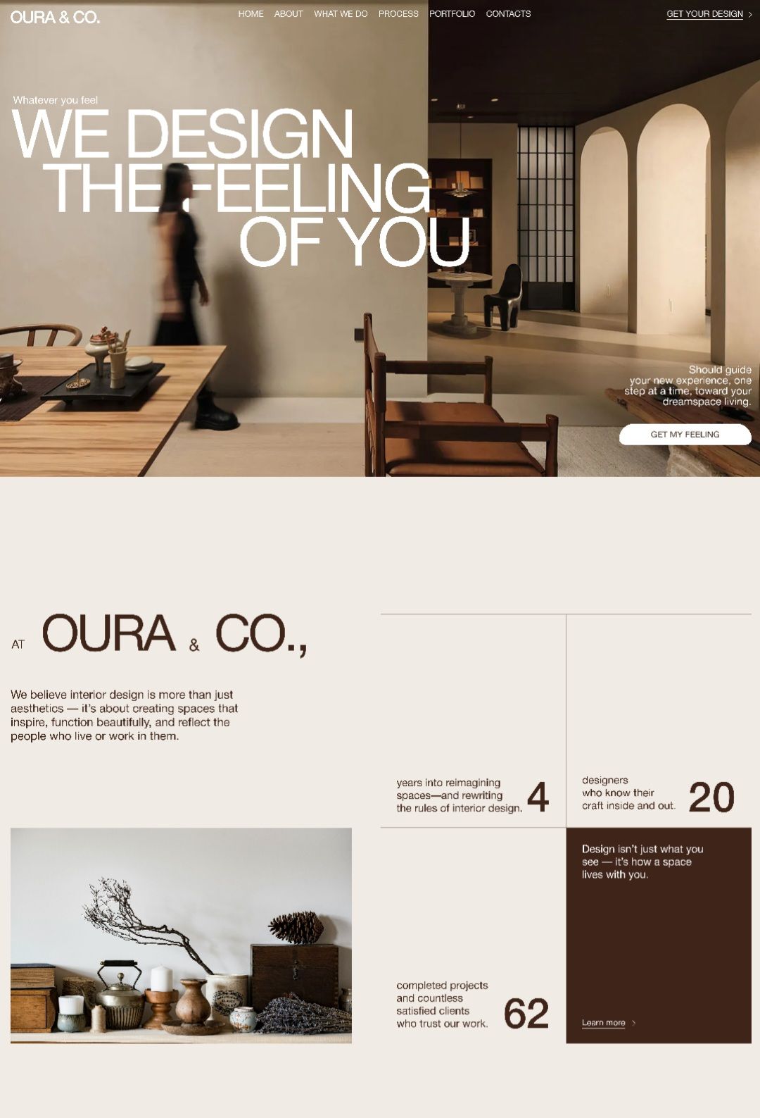 Oura & Co. interior design agency website