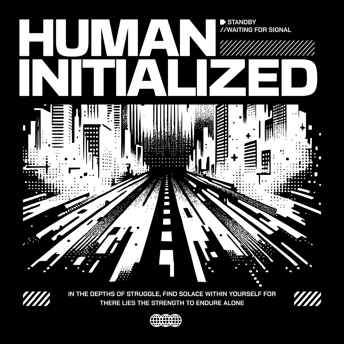 Editable Human Initialized Urban Streetwear T-Shirt Design Template