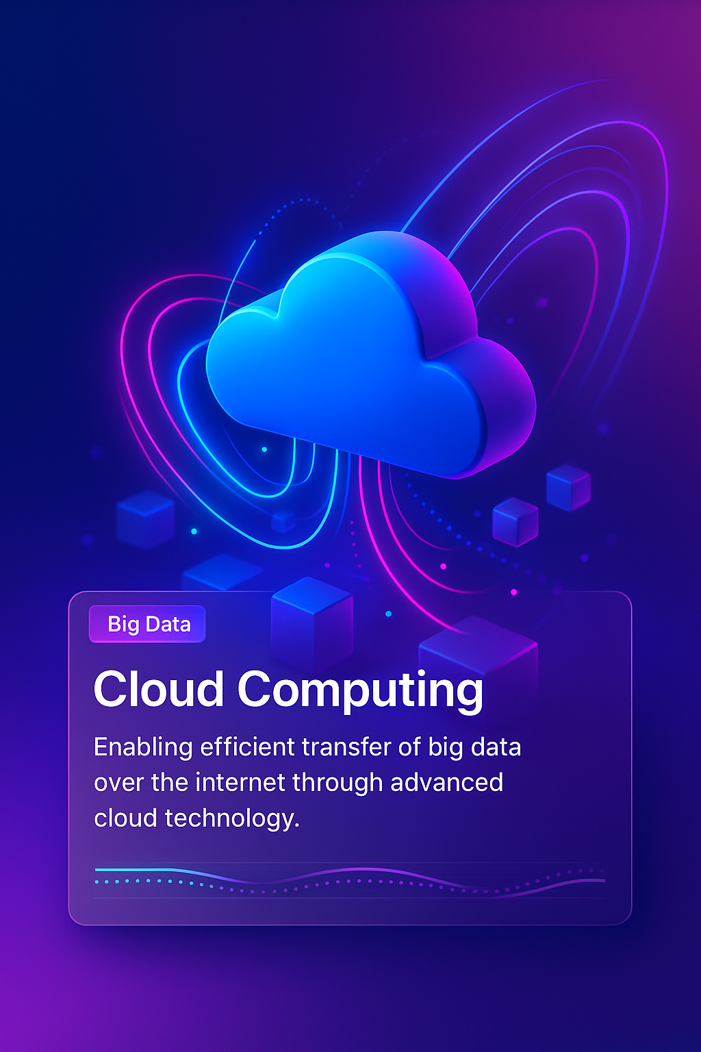 Futuristic Cloud Computing Illustration with Big Data Concept