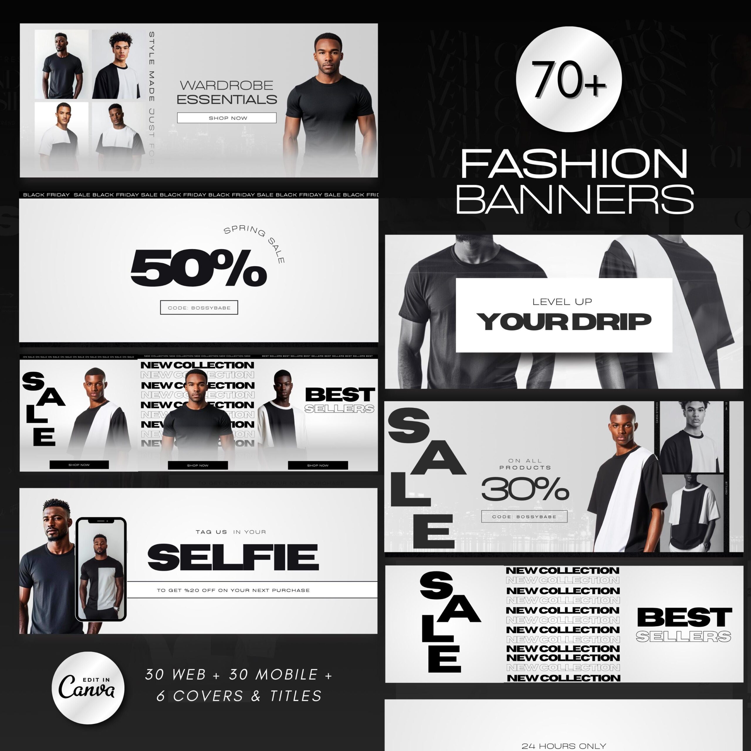 Bannières Web mode homme : modèles Shopify pour boutique (70+)