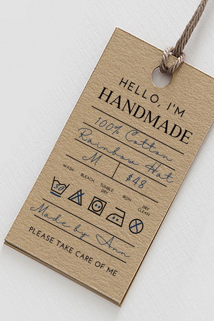 Simple I’m Handmade Gift Packaging Gift Tag Template | Handmade Business Care Tag Digital Files