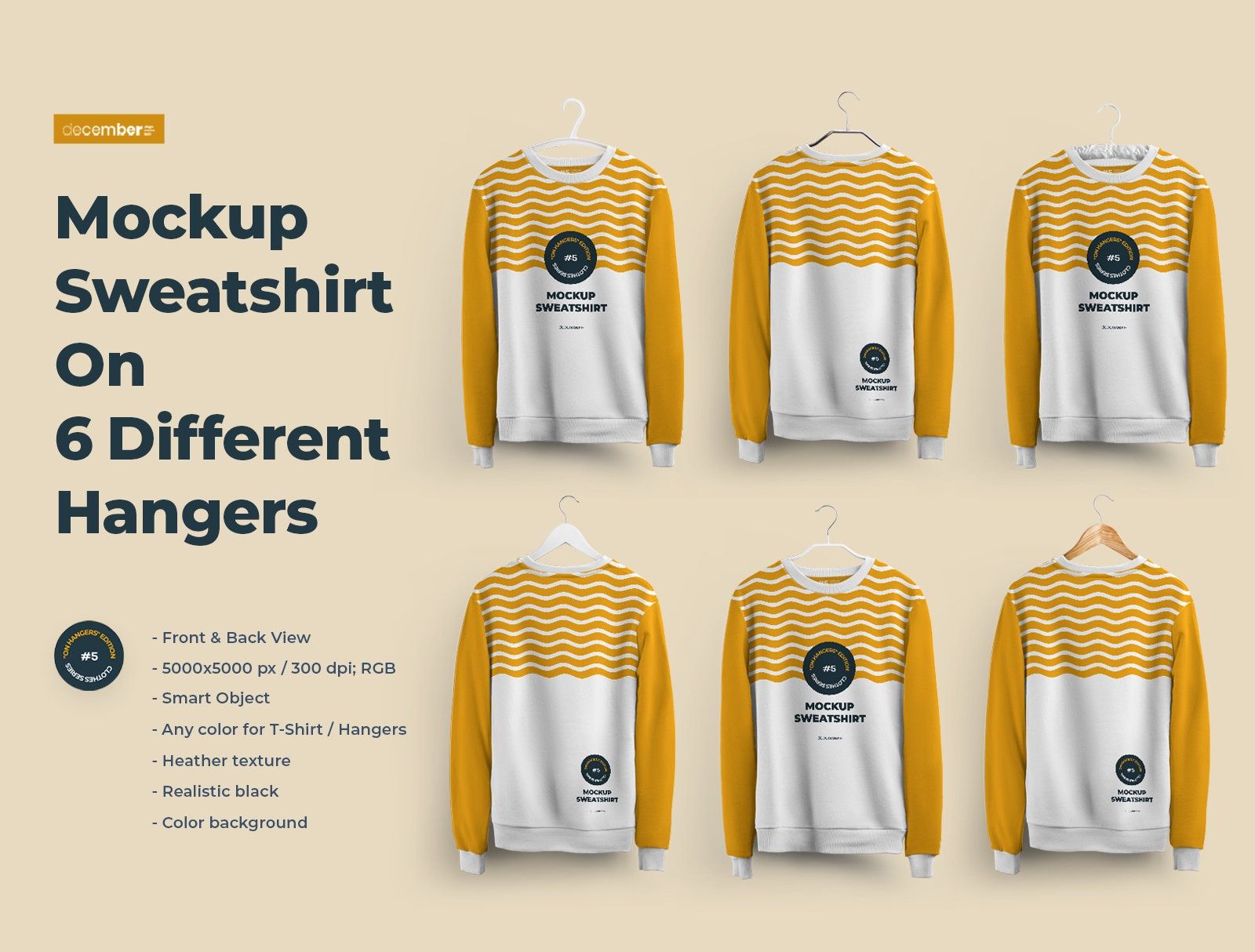 Sweat-shirt à col rond Mockup PSD Générateur de maquette suspendu à l’avant et à l’arrière