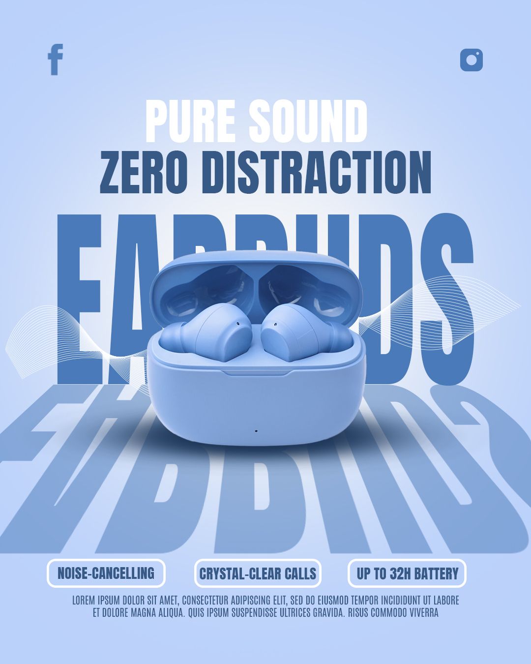 Pure sound zero distraction earbuds promotion – instagram template