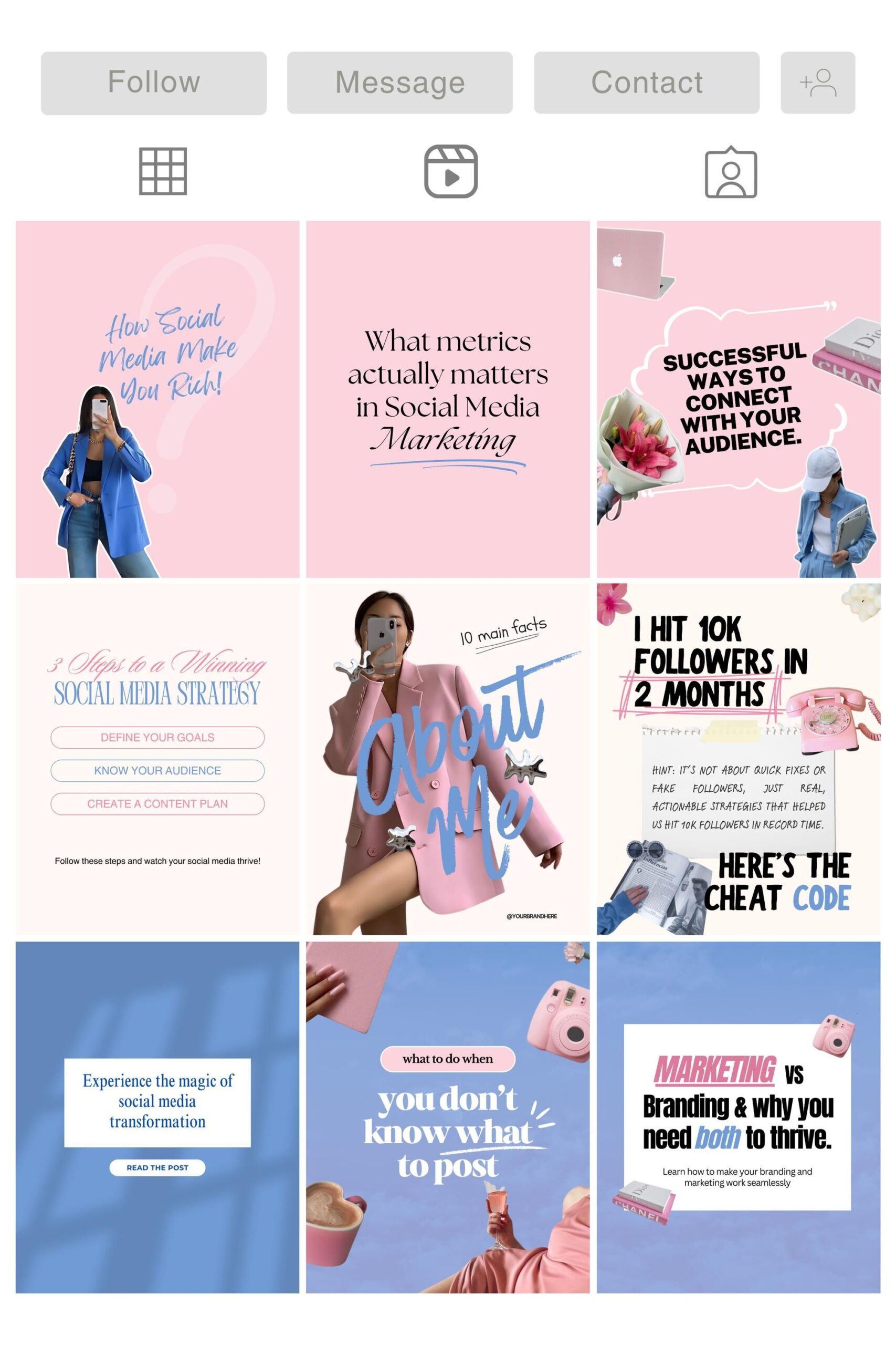 Aesthetic Pink Social Media Templates for Influencers & Brands