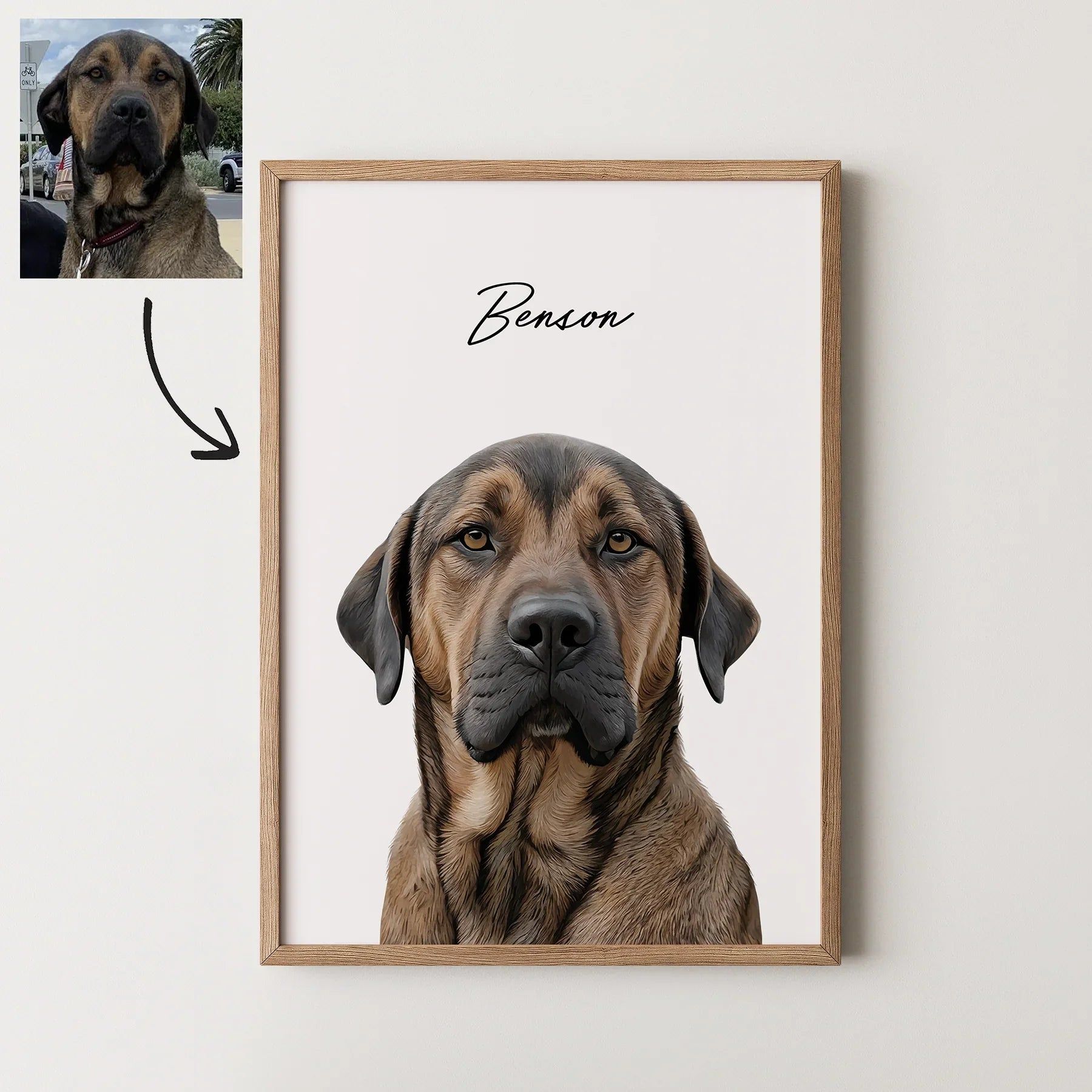 Realistic Pet Portrait (up to 4 pets) – A3 (30 x 42cm) / None (Digital Copy Only) / 3 Pets