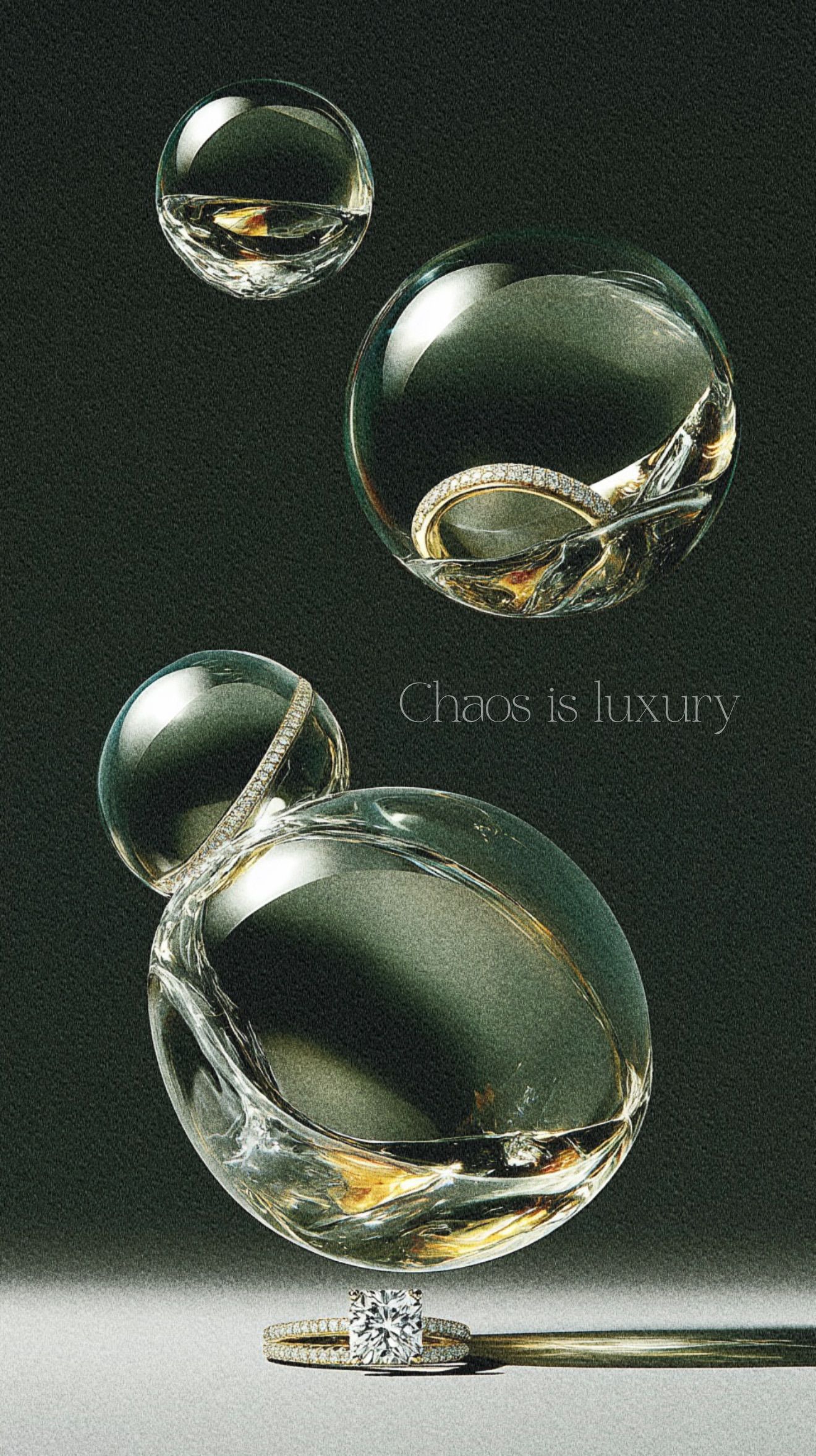 Gold Diamond Ring in Floating Chaos