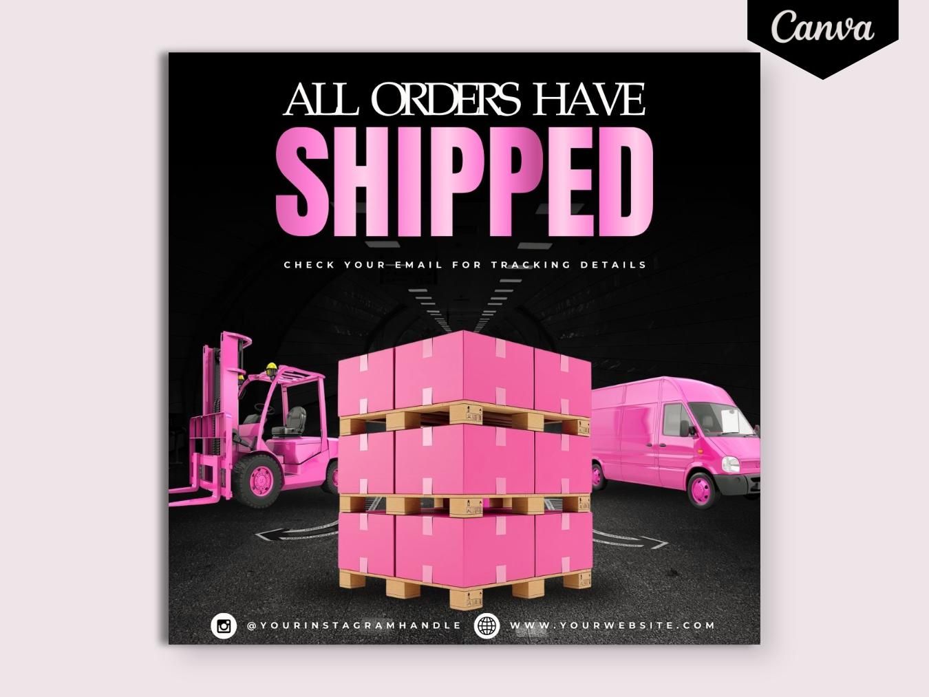 Modèle de Flyer DIY pour toutes les commandes expédiées : conception de boutique pour les réseaux sociaux (Toile)