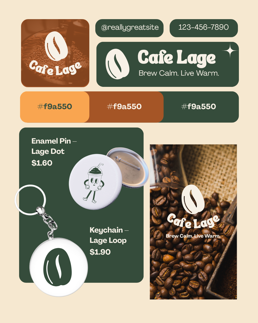 Green and Beige Modern Mockup Coffee Merchandise Instagram Post