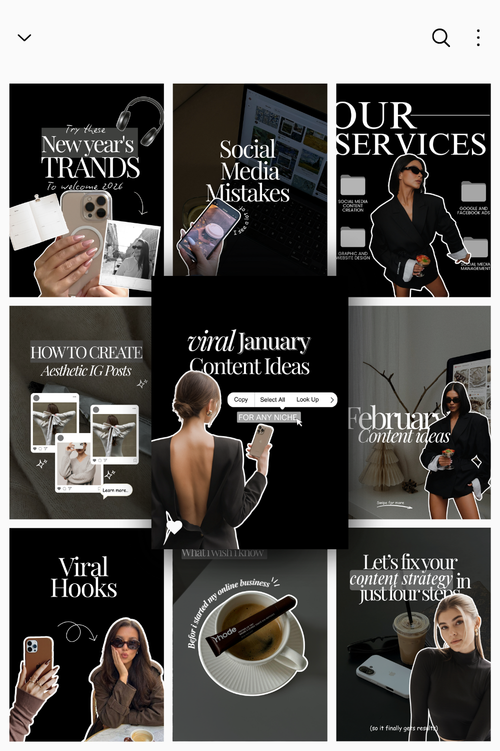 Dark Aesthetic Instagram Post Templates Bundle — Social Media Manager Kit | Elegant IG Content Pack