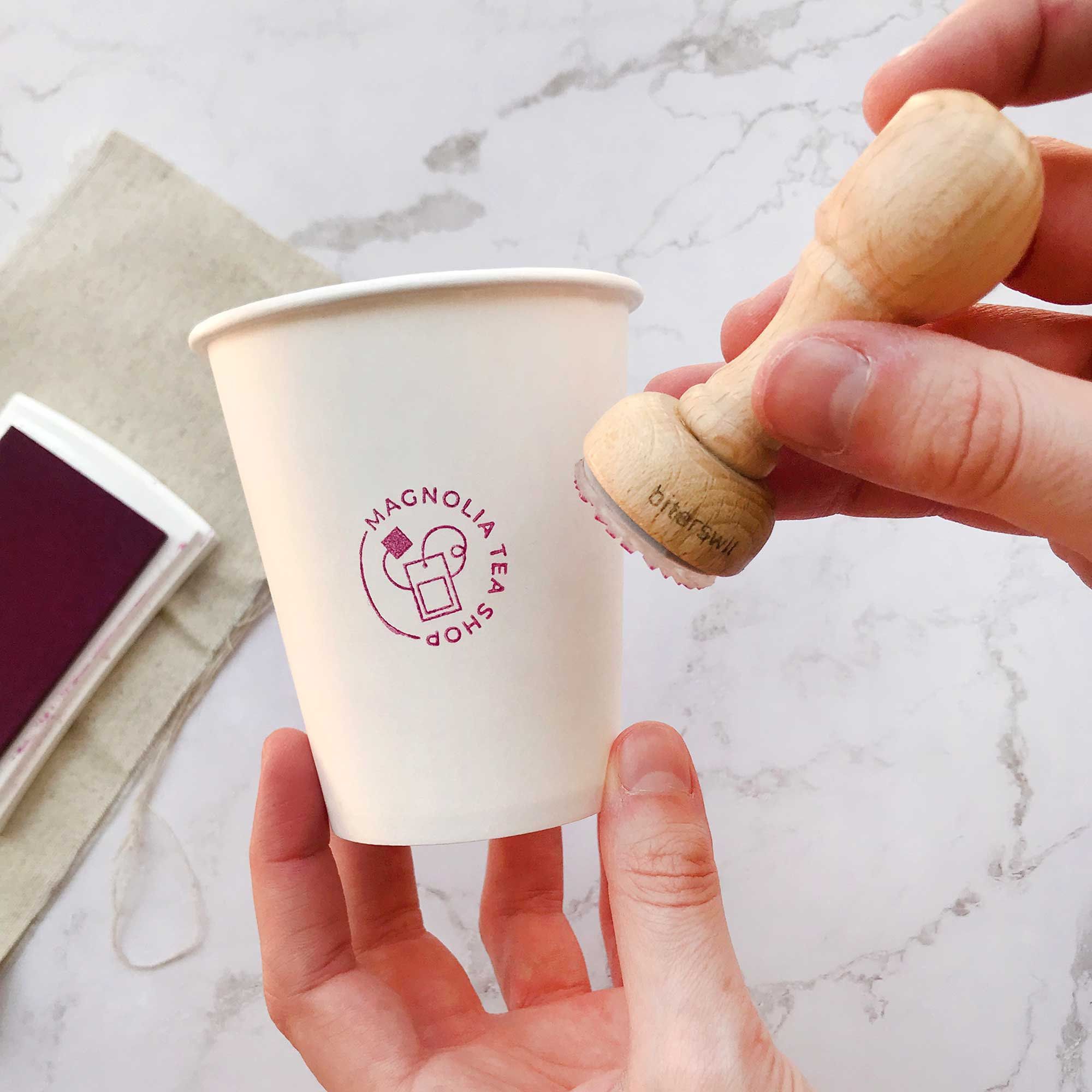 Premade Logo Stamp for Tea Shop, Custom Tea Party Stamp, Tea House Logo Stamp for Packages, Custom Take Away Tea Cup for Small Business – Etsy