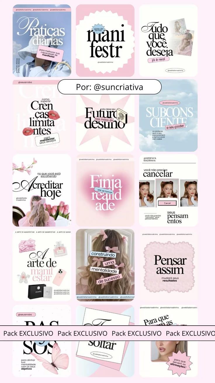 Pack de design de posts conta Glow Up – Novo estilo; Design; Madrinha