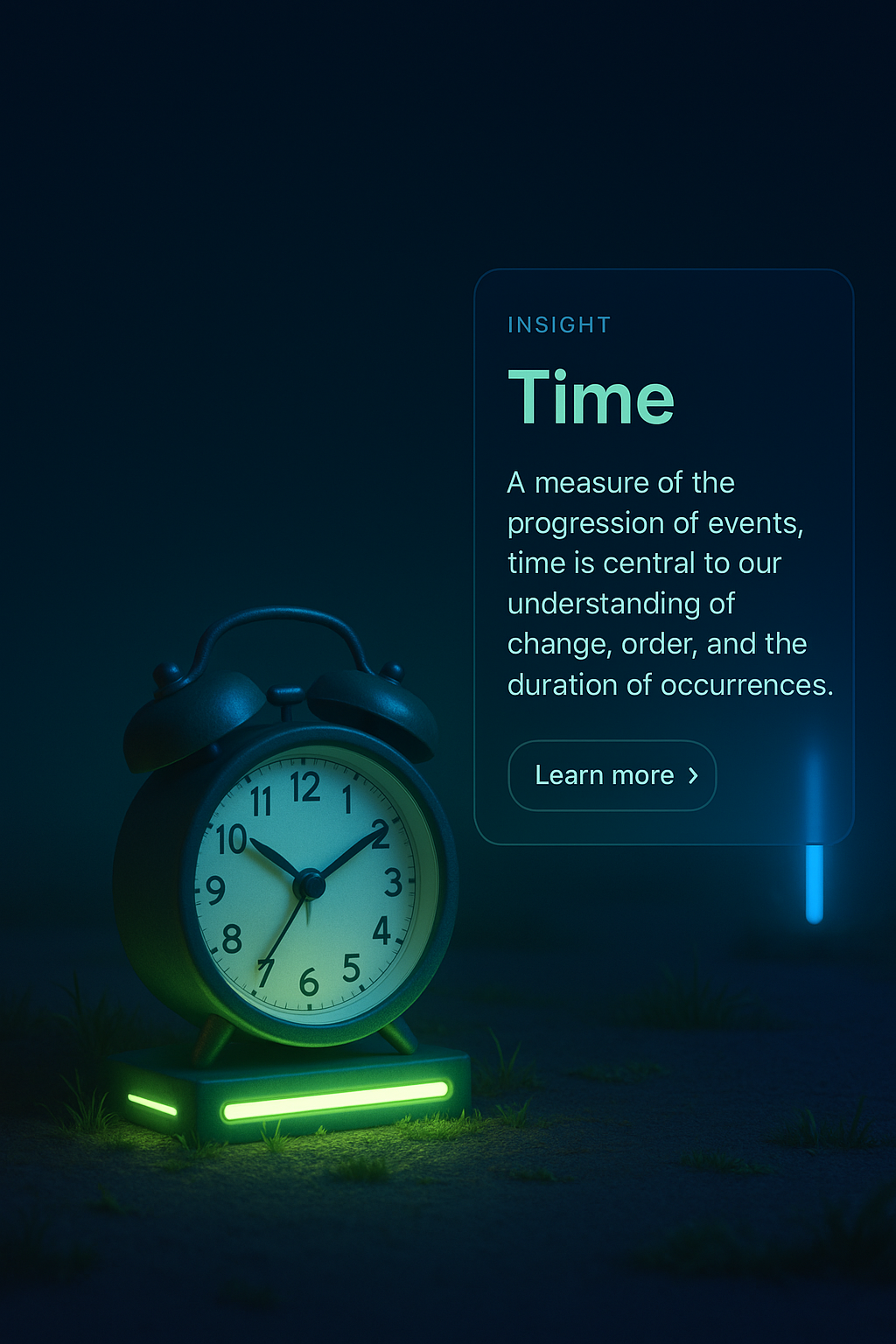 3D Scene Depicting Time with Neon Accents
