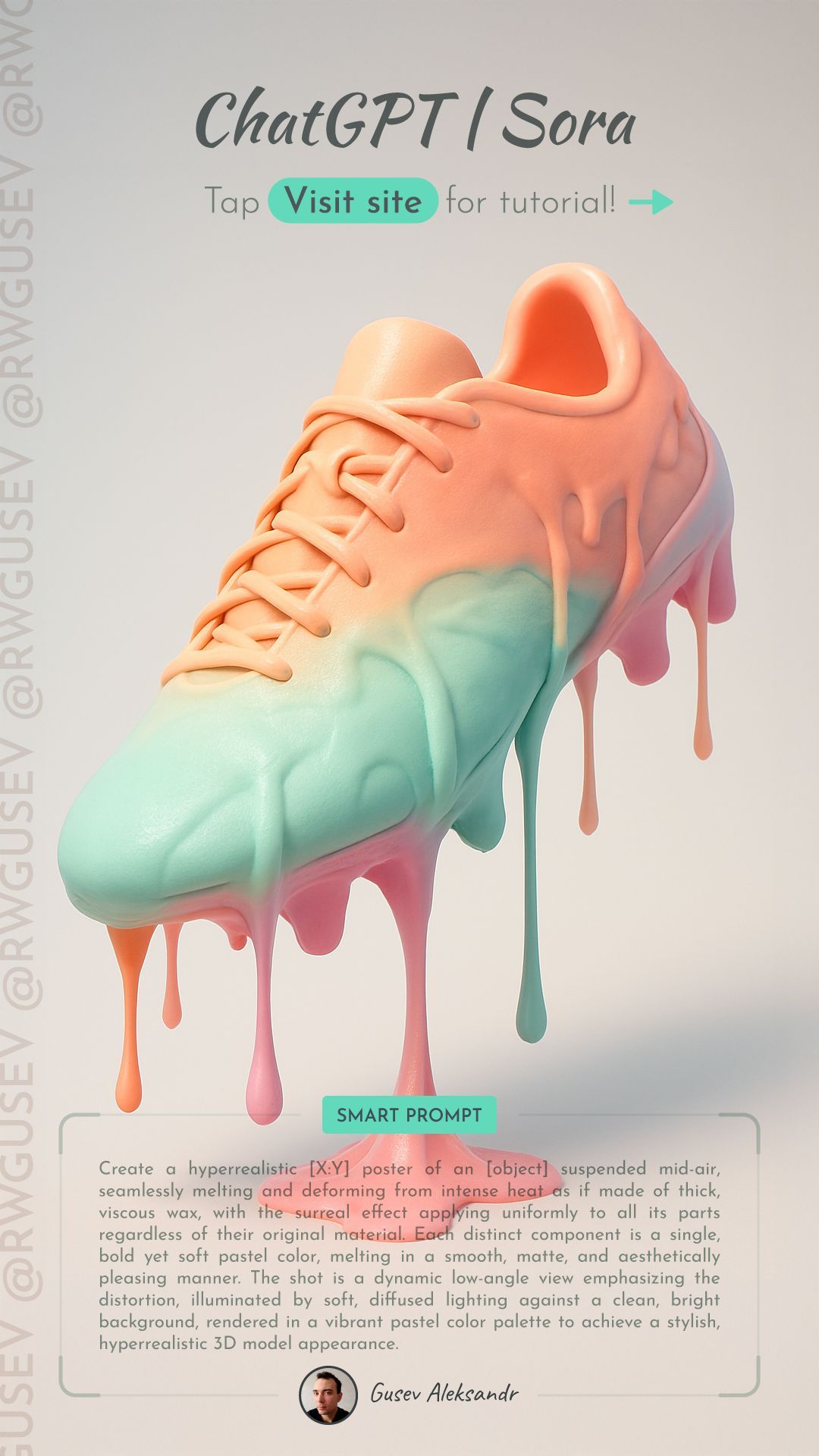 ChatGPT & Sora: Instant Melting 3D Icon with Bright Background & Sport Elements