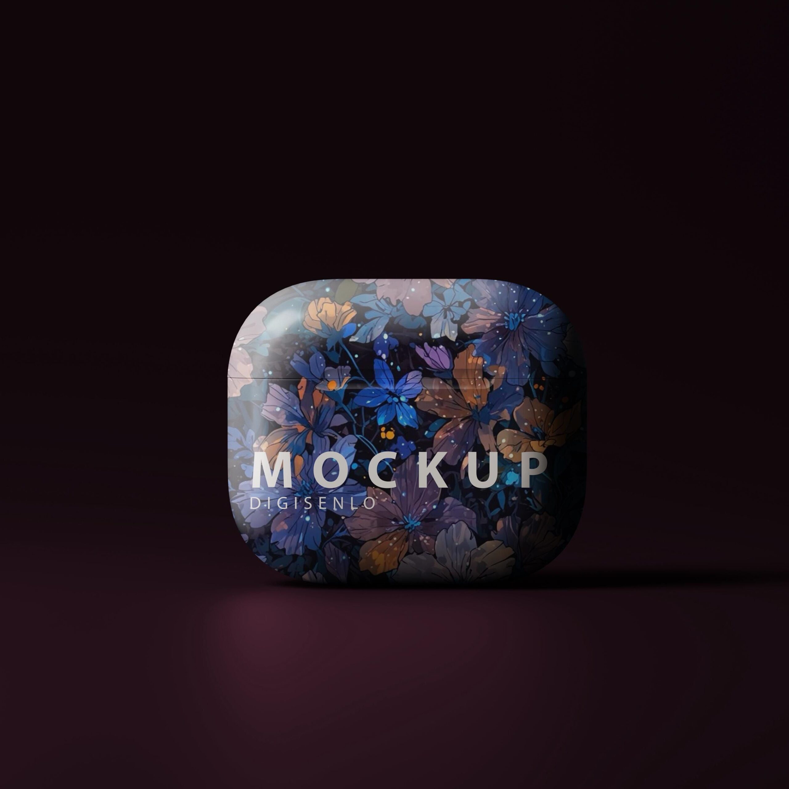 Modèle de maquette de boîtier AirPod, tout le monde peut facilement modifier le fichier PSD réaliste Photopea gratuit, conception personnalisable instantanée numérique haute résolution