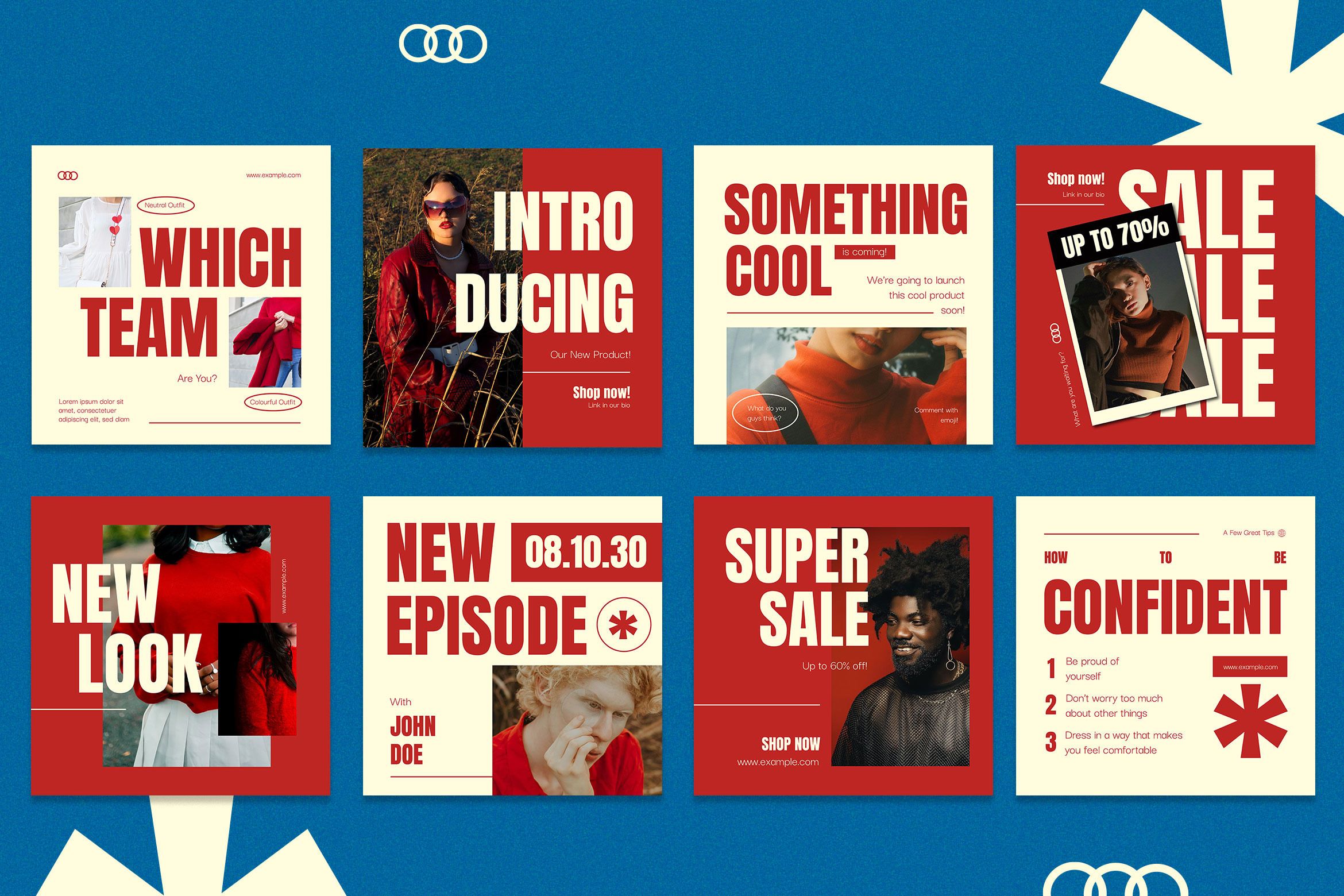 Red Bold Clean Fashion Instagram Set, a Social Media Template by Aiyari Graphic