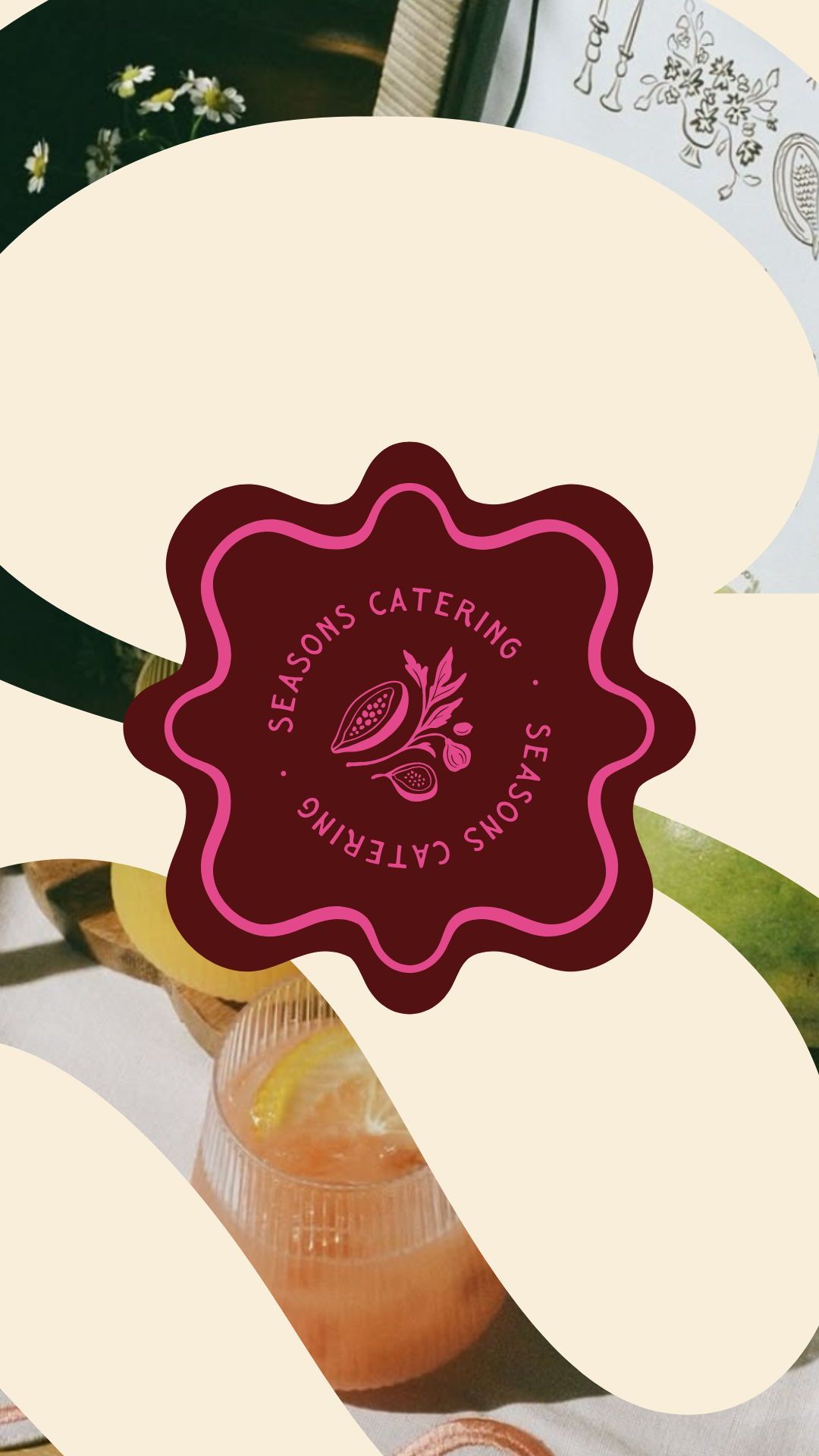 Vibrant Brand Design and Bold Color Palette for Seasons Catering