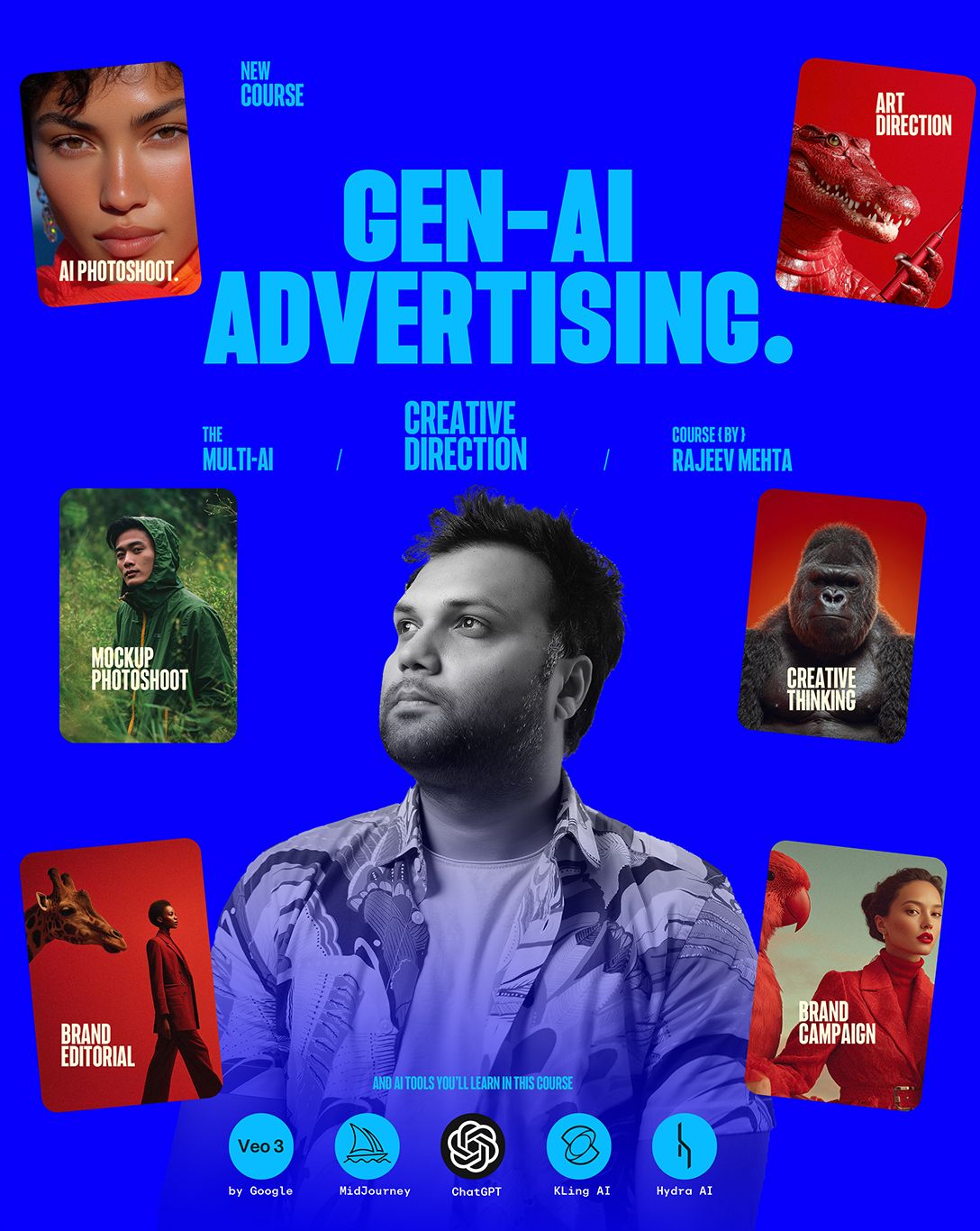 Course Cover Deisgn – Gen-AI Advertising – A Multi-AI Creative Direction Course