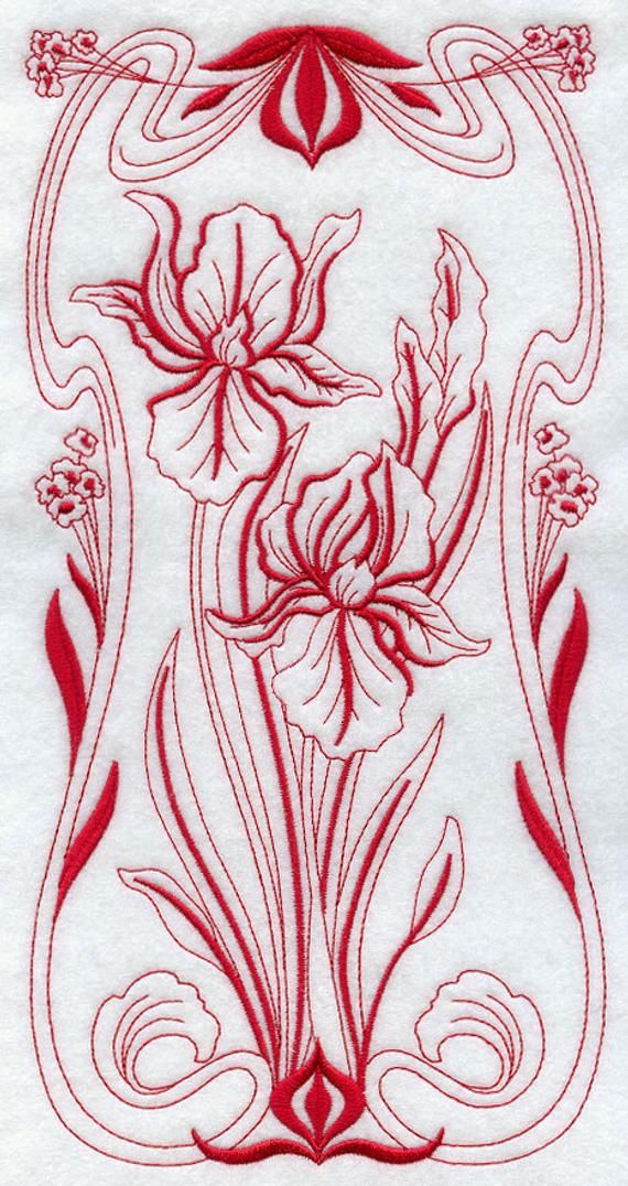 BLOOMING Art Nouveau – IRIS- Machine Embroidery Quilt Block (azeb) – Etsy