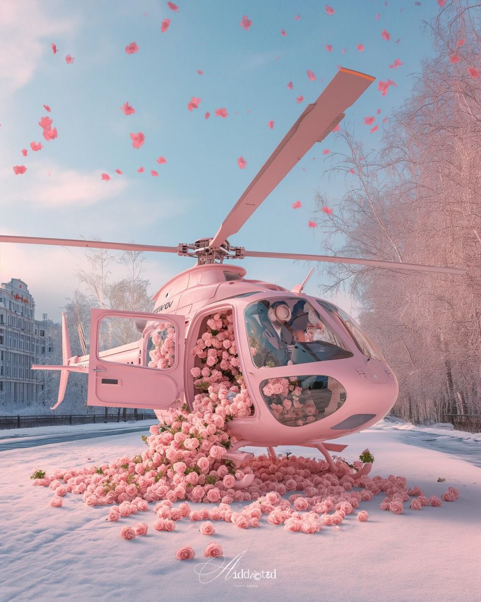 Pink flower helicopter