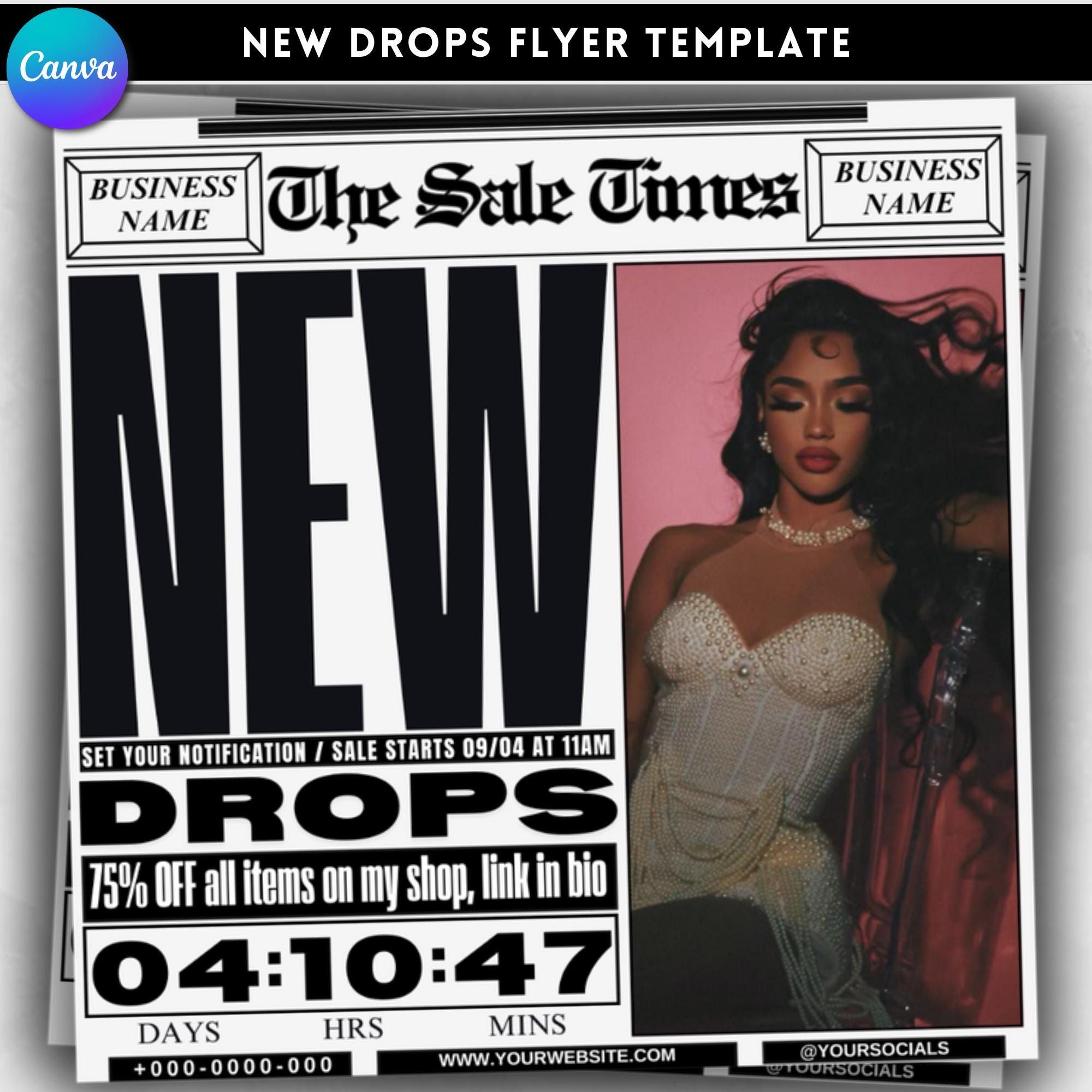 Nouveau modèle de flyer : faire-part de lancement de produit Canva modifiable (téléchargement numérique)