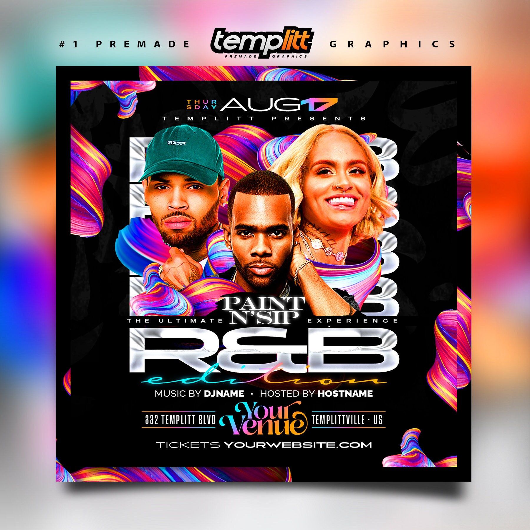 R&B Paint N Sip Flyer, Premade Flyer Template, Club Flyer, Party Flyer, Custom Digital Flyer Design – Etsy