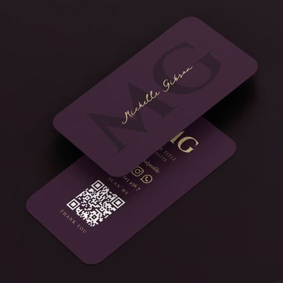 Modern Monogram Luxury Purple QR Business Card | Zazzle | business card design #businesscard de