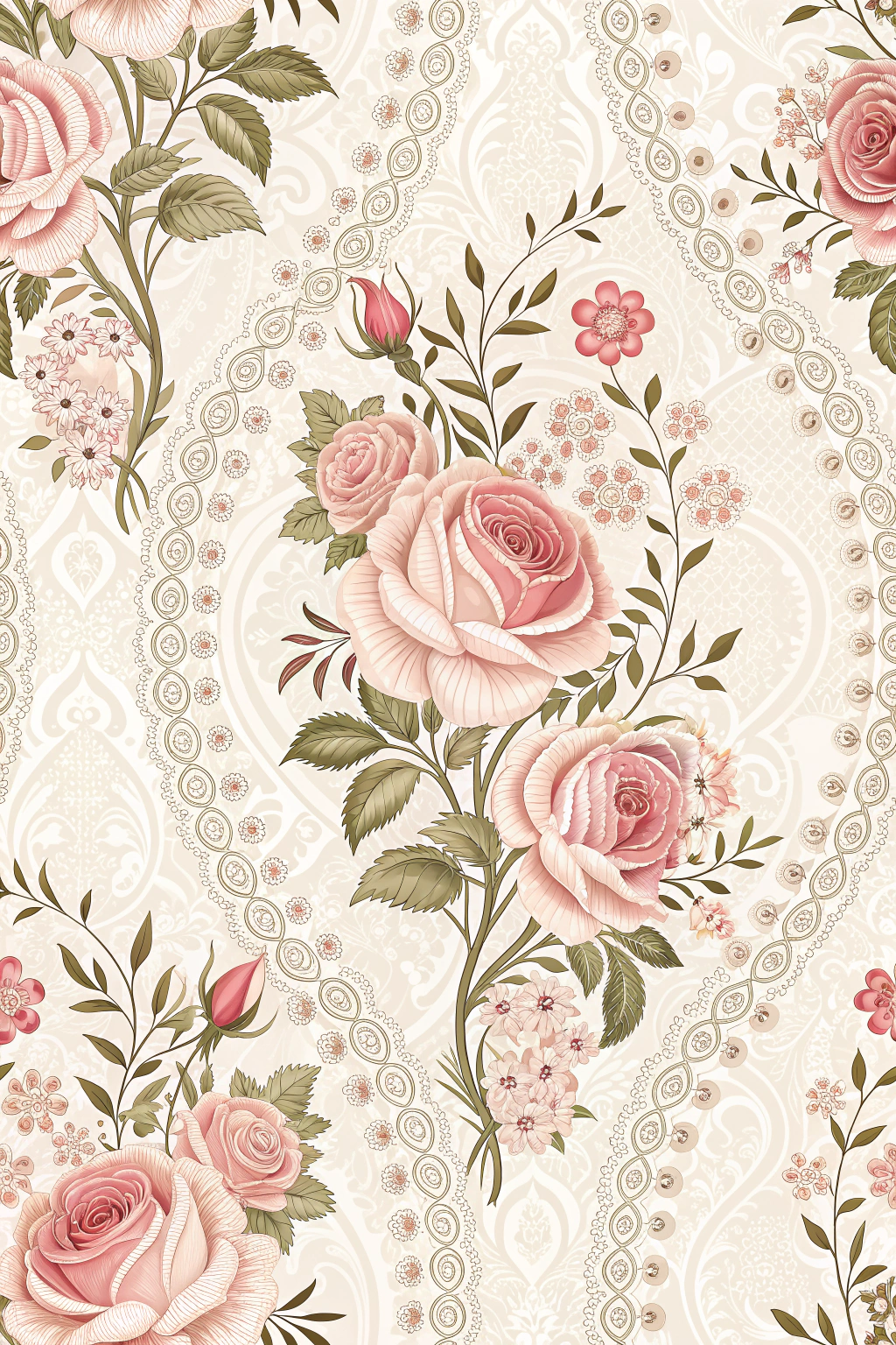 🌹 Victorian Lace Roses – Vintage Seamless Pattern ✨