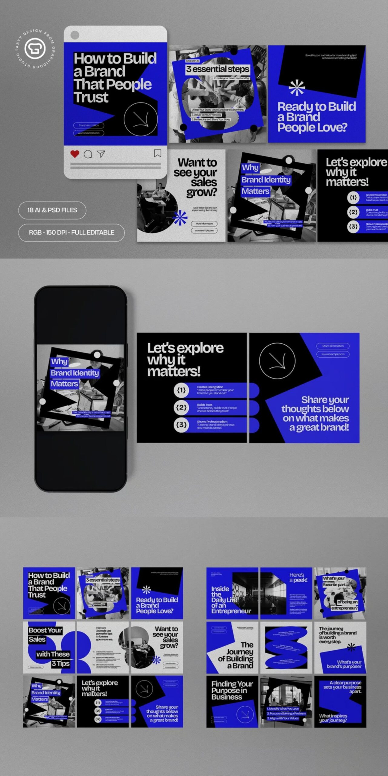 Blue Abstract Social Media Carousel Post Design…