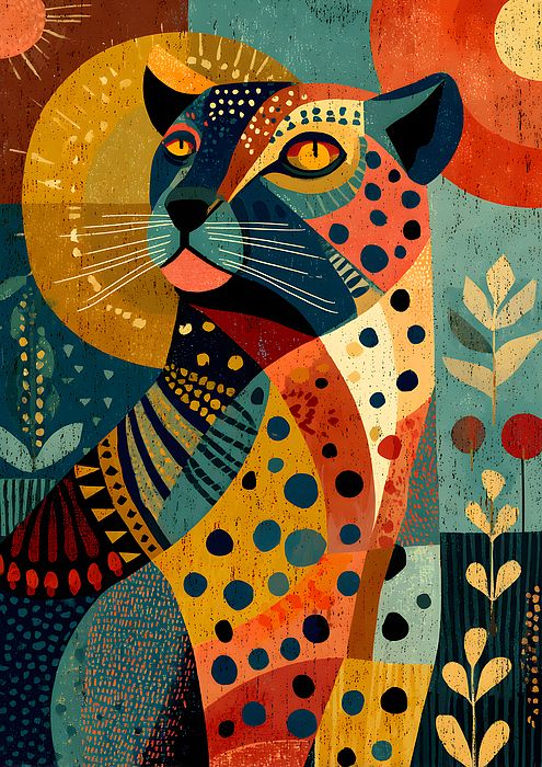 Colorful Abstract Leopard Art Print by SJ Stalter