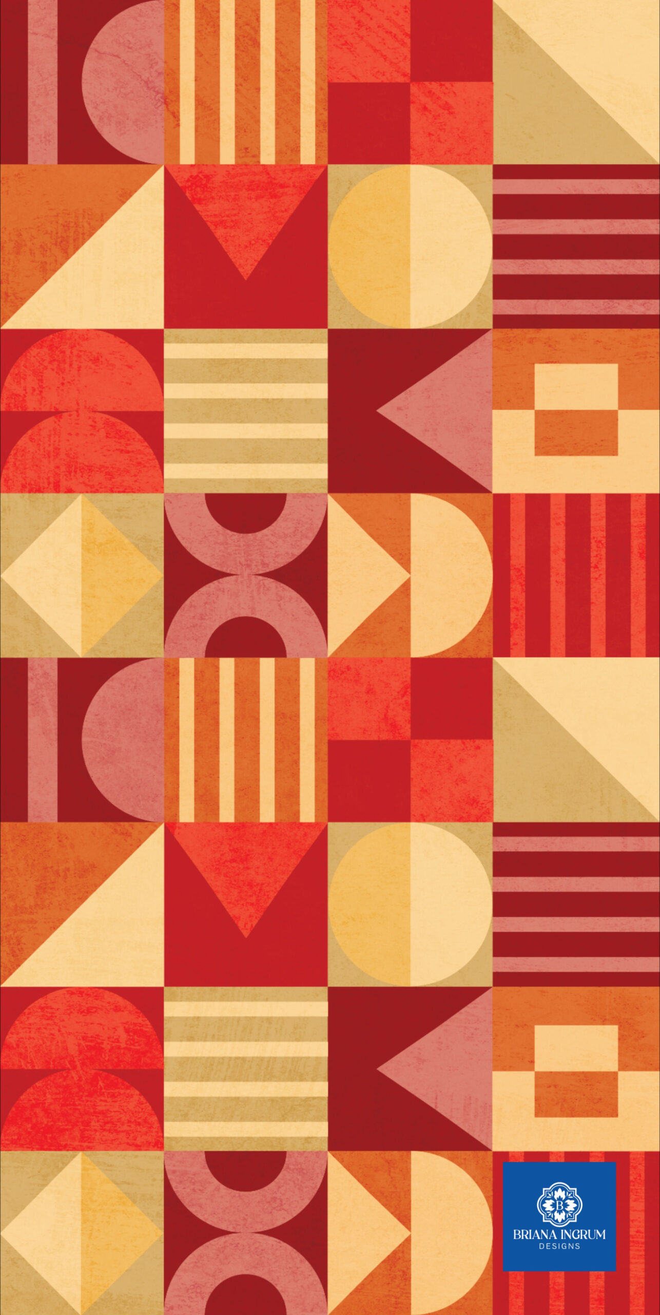 Mid-century Geometric Shapes Pattern – Fire colorblock